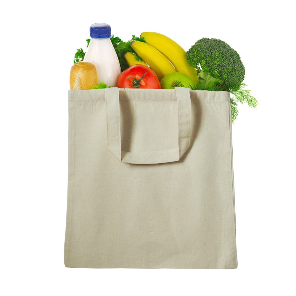 100 Pack Eco-Friendly Natural Cotton Canvas Tote Bags 15