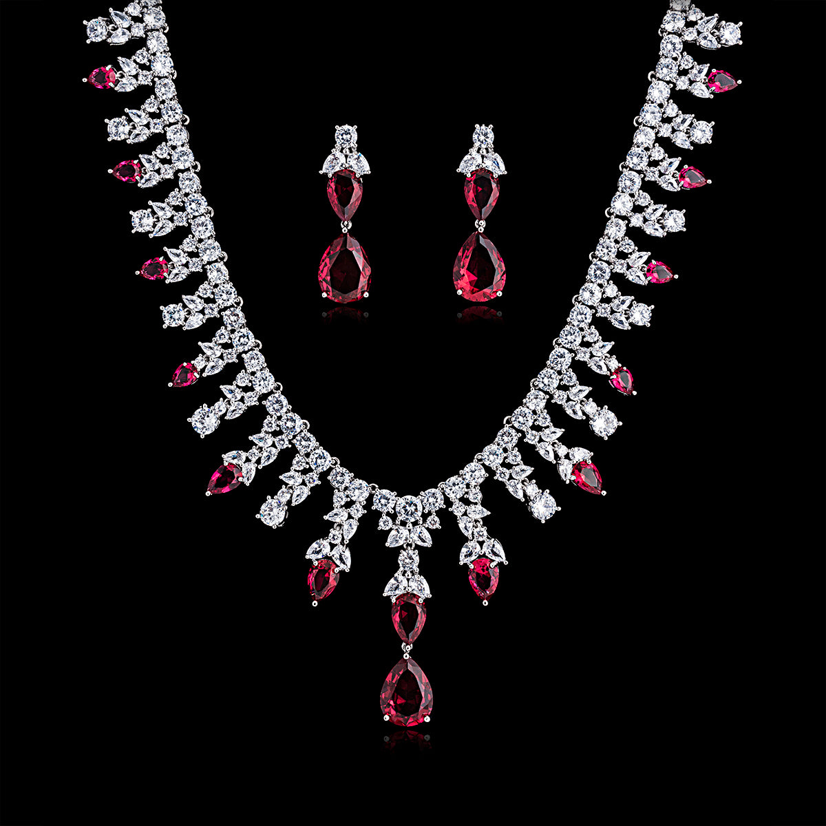 5A Cubic Zirconia Necklace & Earrings Set - Elegant Bridal Jewelry for Weddings, Engagements & Special Occasions | Hypoallergenic & Tarnish-Free