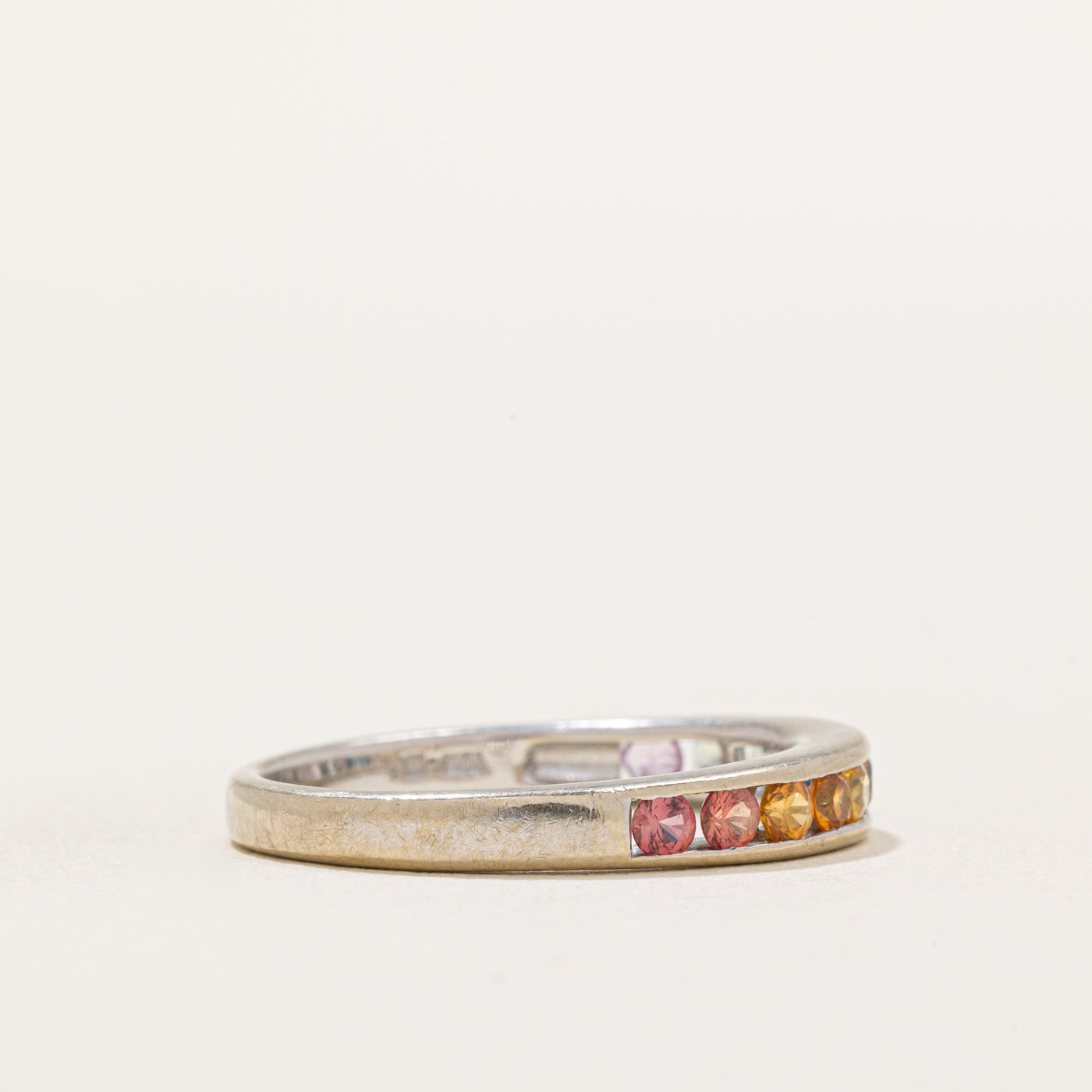 Rainbow Sapphire Semi Eternity Wedding Band Ring - 0.50 Carat Total Weight (CTW) - Size 7 - Perfect for Anniversary Gifts, Engagement Rings & Special Occasions