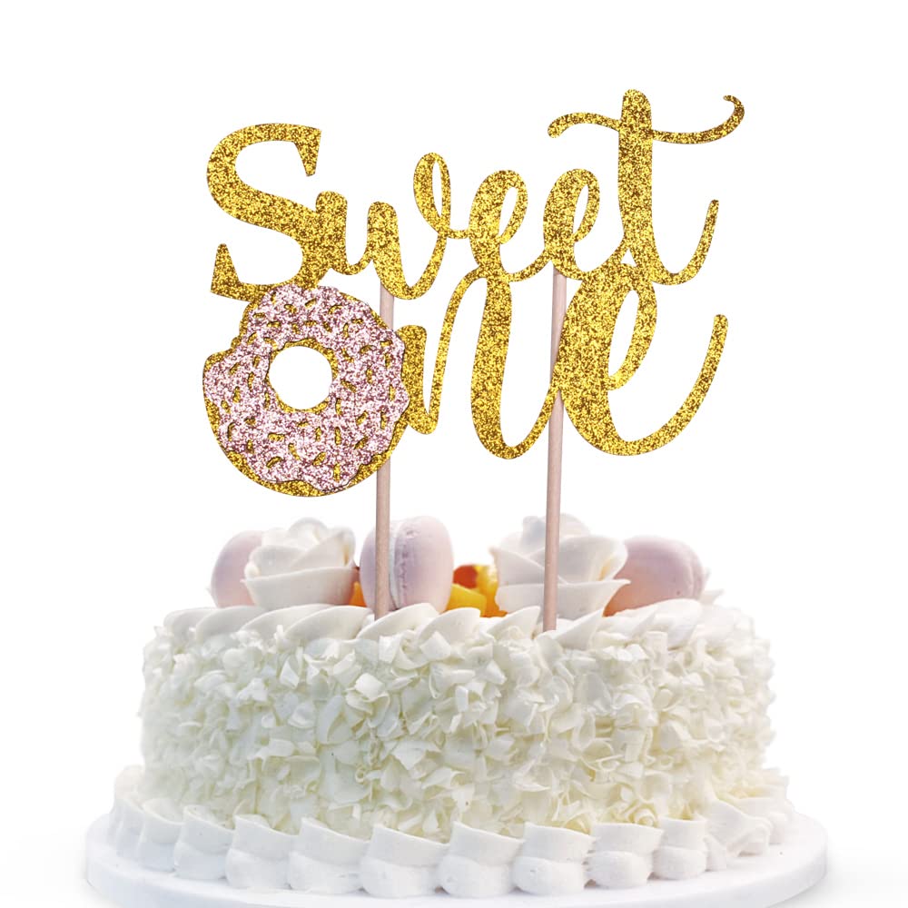 Donut Sweet One Cake Topper - 1st Birthday Party Decorations, First Birthday Cake Decor, Smash Cake Topper for Baby's Milestone Celebration - Perfect for Birthday Cakes, Cupcakes & Dessert Tables
