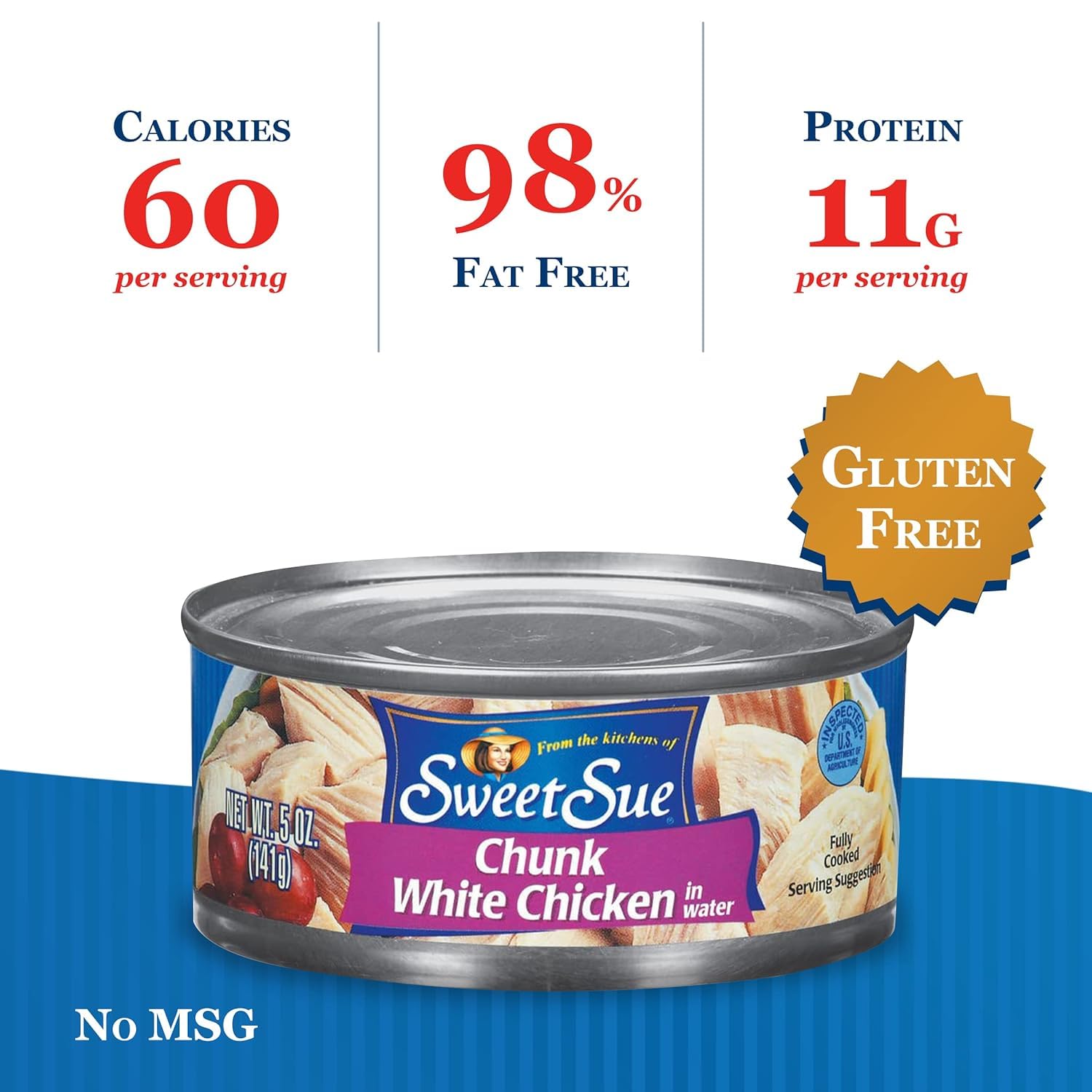 Sweet Sue Chunk White Chicken in Water, 5 oz Can (Pack of 24) - High Protein (11g per Serving), Gluten Free & Keto Friendly - Perfect for Salads, Sandwiches, Meal Prep & Emergency Food Storage