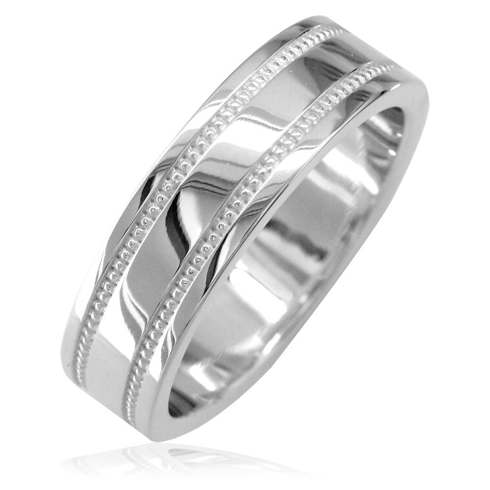 Sterling Silver 6mm Wide Men's Wedding Band with Bead Detail - Perfect for Engagement, Anniversary & Everyday Wear
