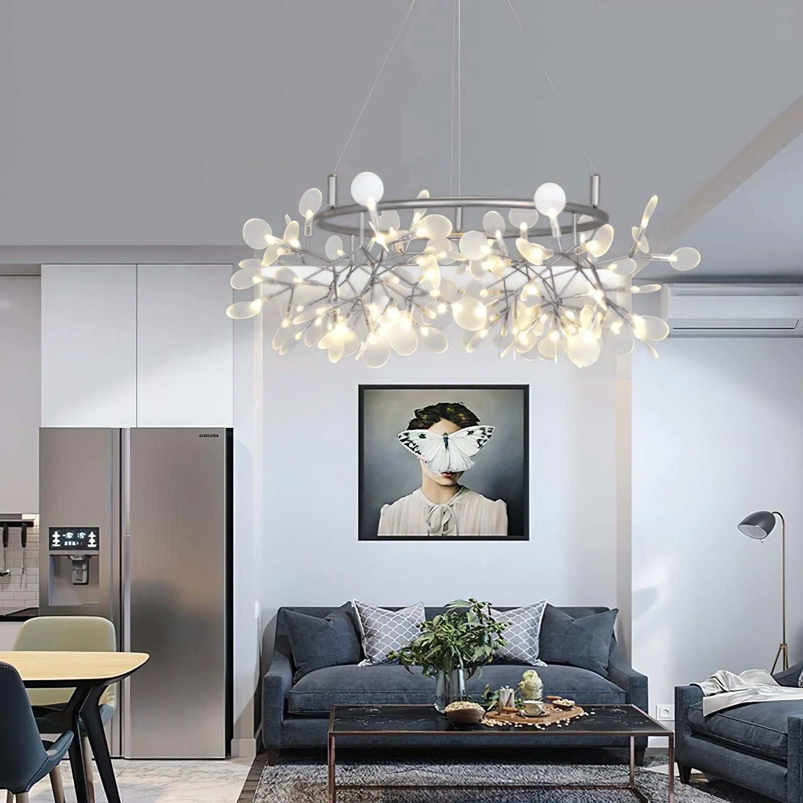 Stylish Black Big O Firefly LED Chandelier - Modern Crystal Ceiling Light Fixture for Living Room, Dining Room & Bedroom Decor