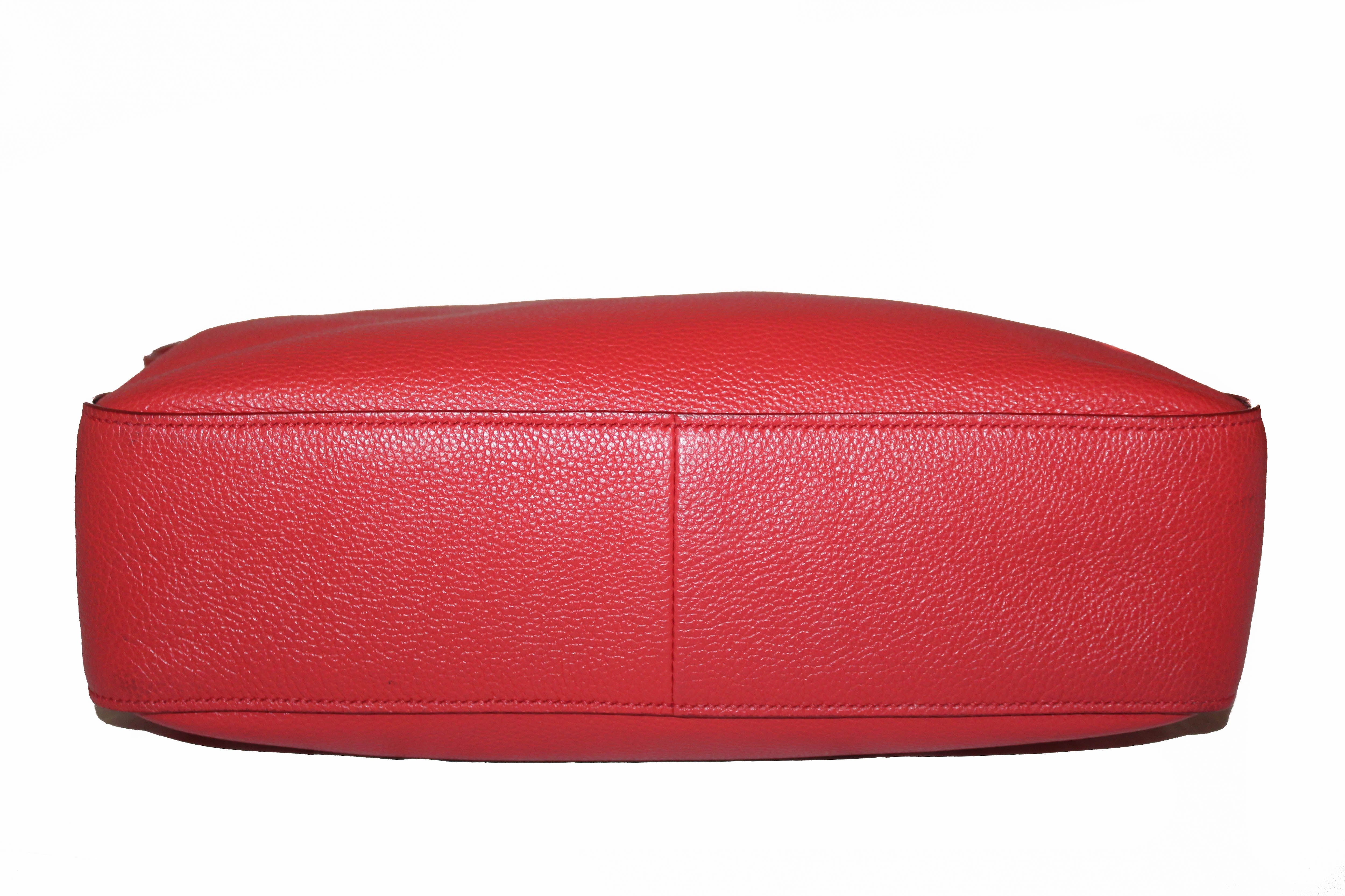 Authentic Prada Orange Red Pebbled Leather Shoulder Bag for Women - Luxury Designer Handbag for Work, Travel & Evening Out