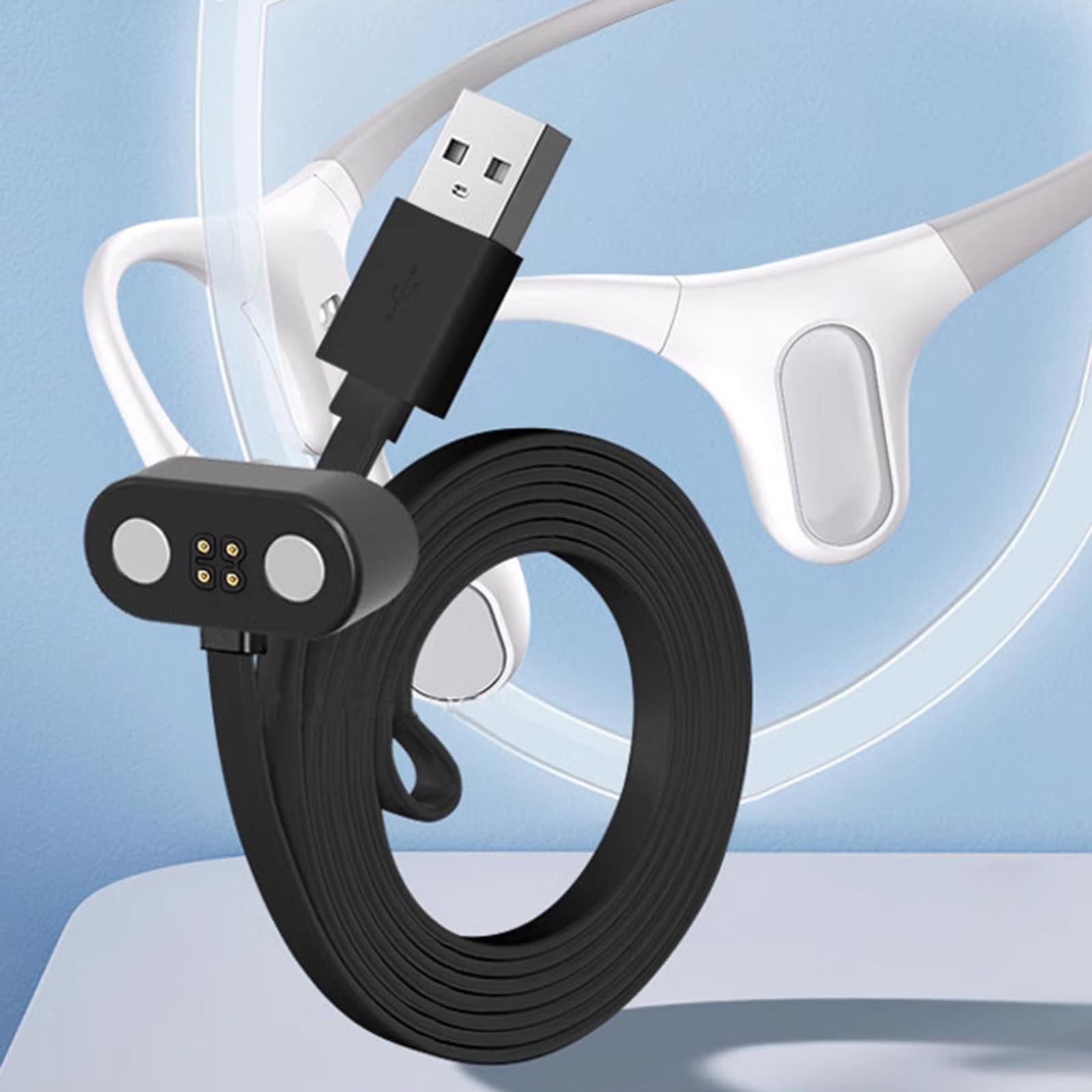 Magnetic USB Charging Cable for Mojawa RunPlus Bone Conduction Headphones - Fast Charging, Durable Nylon Braided Wire (Compatible with Mojawa Headsets) - Perfect for Workouts, Running, and Outdoor Activities