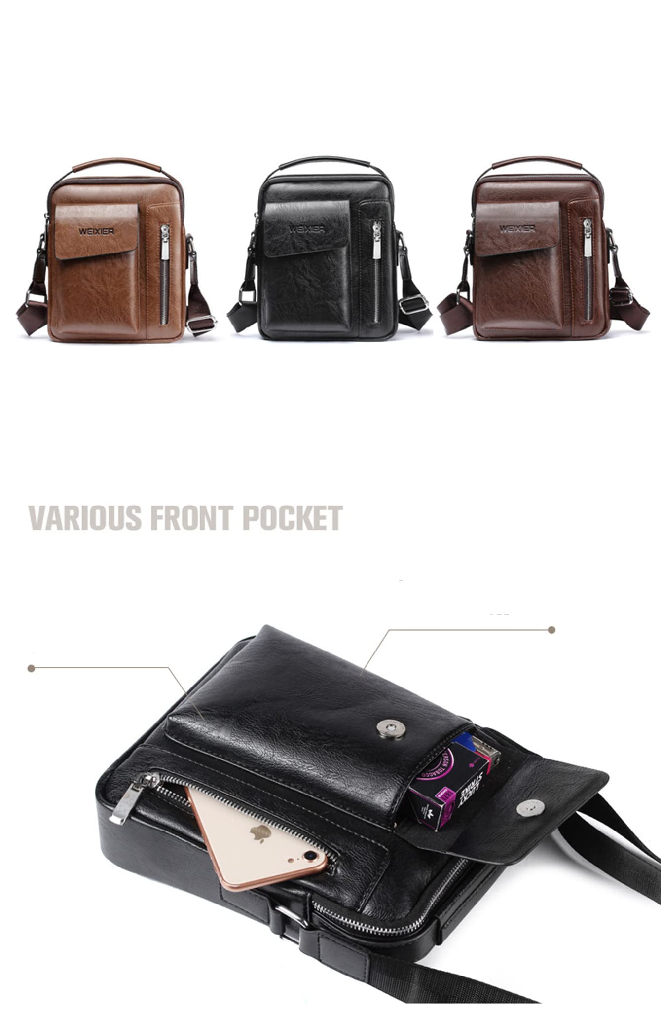 Men's Leather Crossbody Bag - Stylish Messenger Tote for Everyday Use | Perfect for Work, Travel & Casual Outings