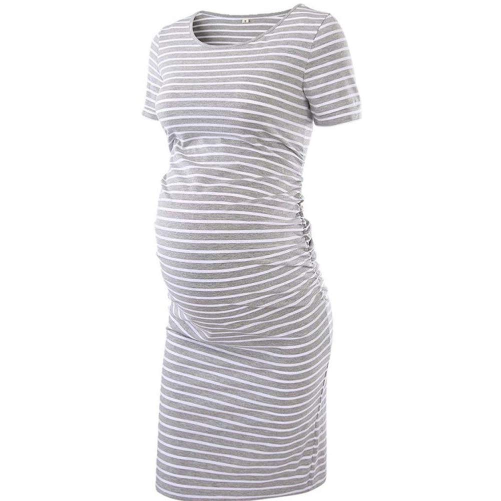 Maternity Bodycon Dress for Women - Stretchy Ruched Side Nursing Dress for Pregnancy, Baby Shower & Daily Wear | Comfortable Casual Mama Dress for Breastfeeding Mothers