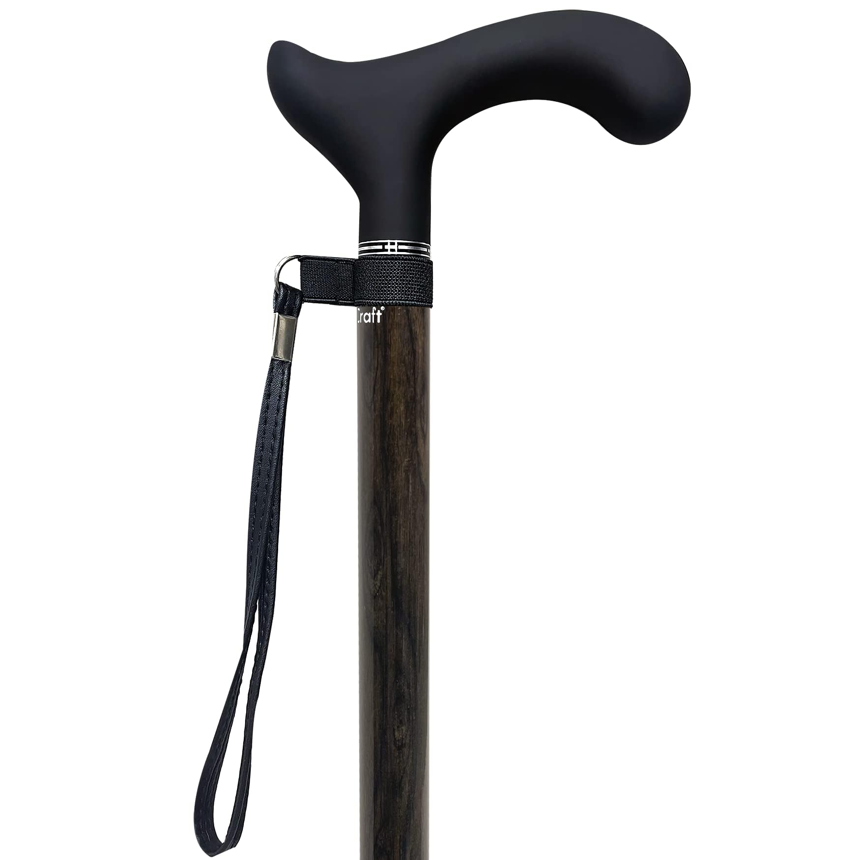Premium Carbon Fiber Walking Cane for Men & Women - Adjustable Lightweight Cane with Wooden Handle (24