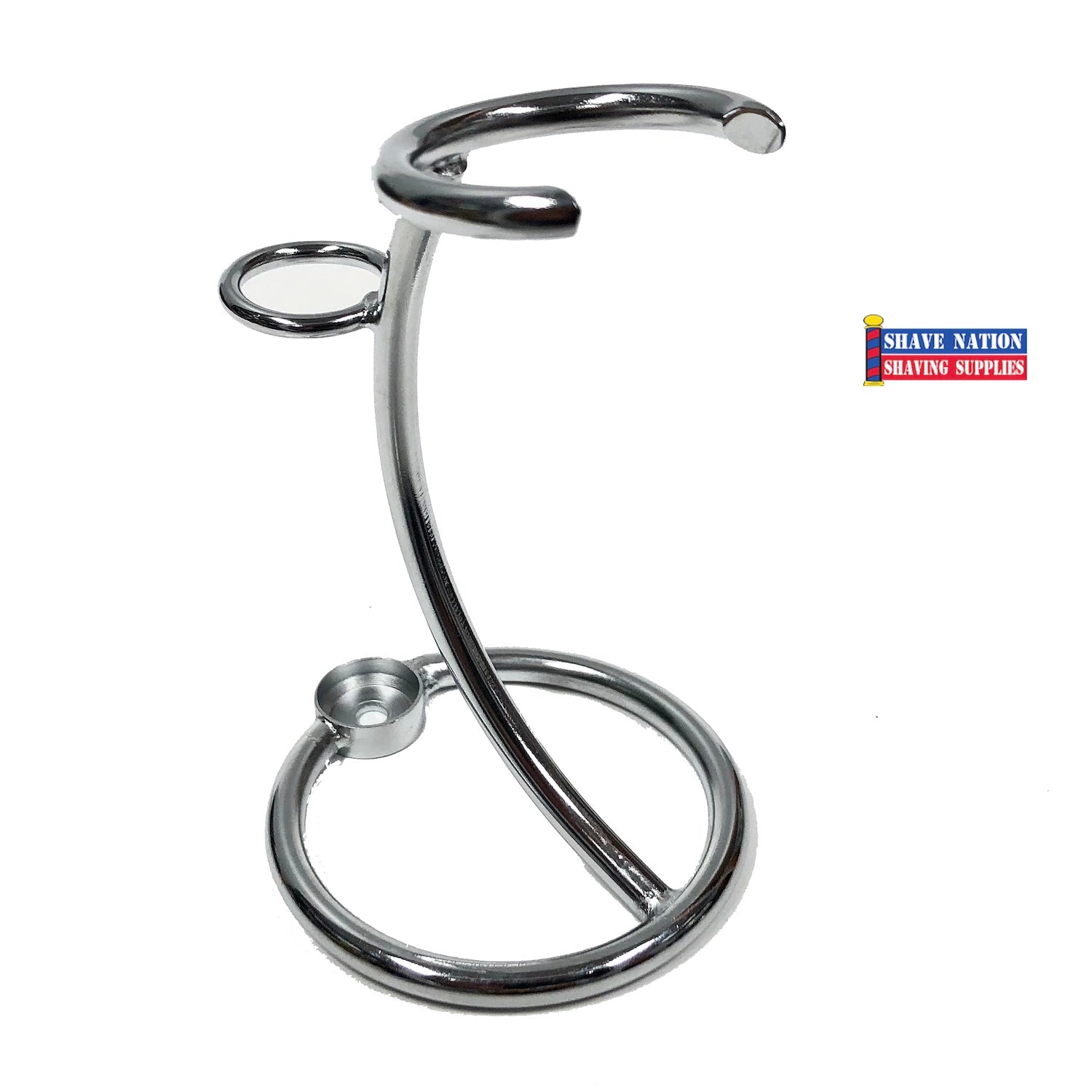 Premium Chrome Curved Razor & Brush Stand for Wet Shaving | Durable Shaving Accessory Organizer | Perfect for Bathroom Countertop & Travel Shaving Kits