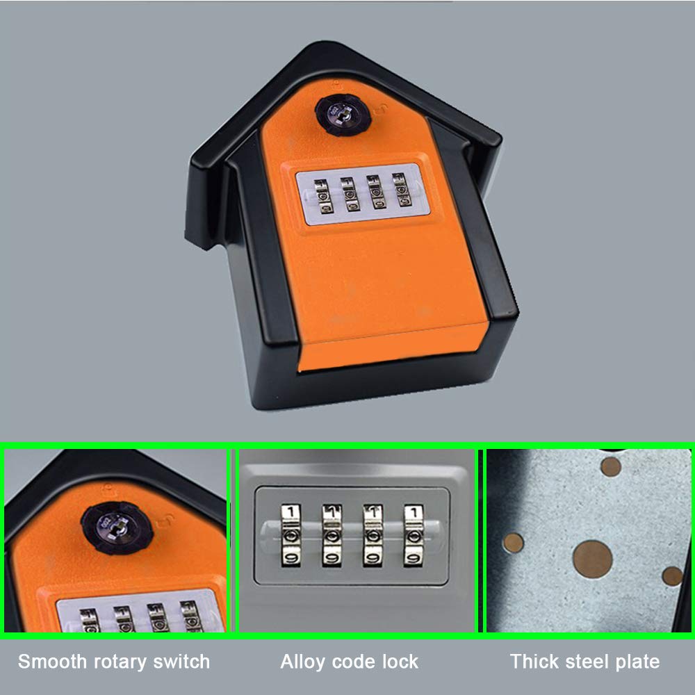 Wall Mount Key Lock Box - 4-Digit Combination Key Safe with Resettable Code, Weatherproof Zinc Alloy Key Storage for Outdoor & Indoor Use - Perfect for House Spare Keys, Vacation Rentals, and Airbnb Properties (Includes Mounting Kit)