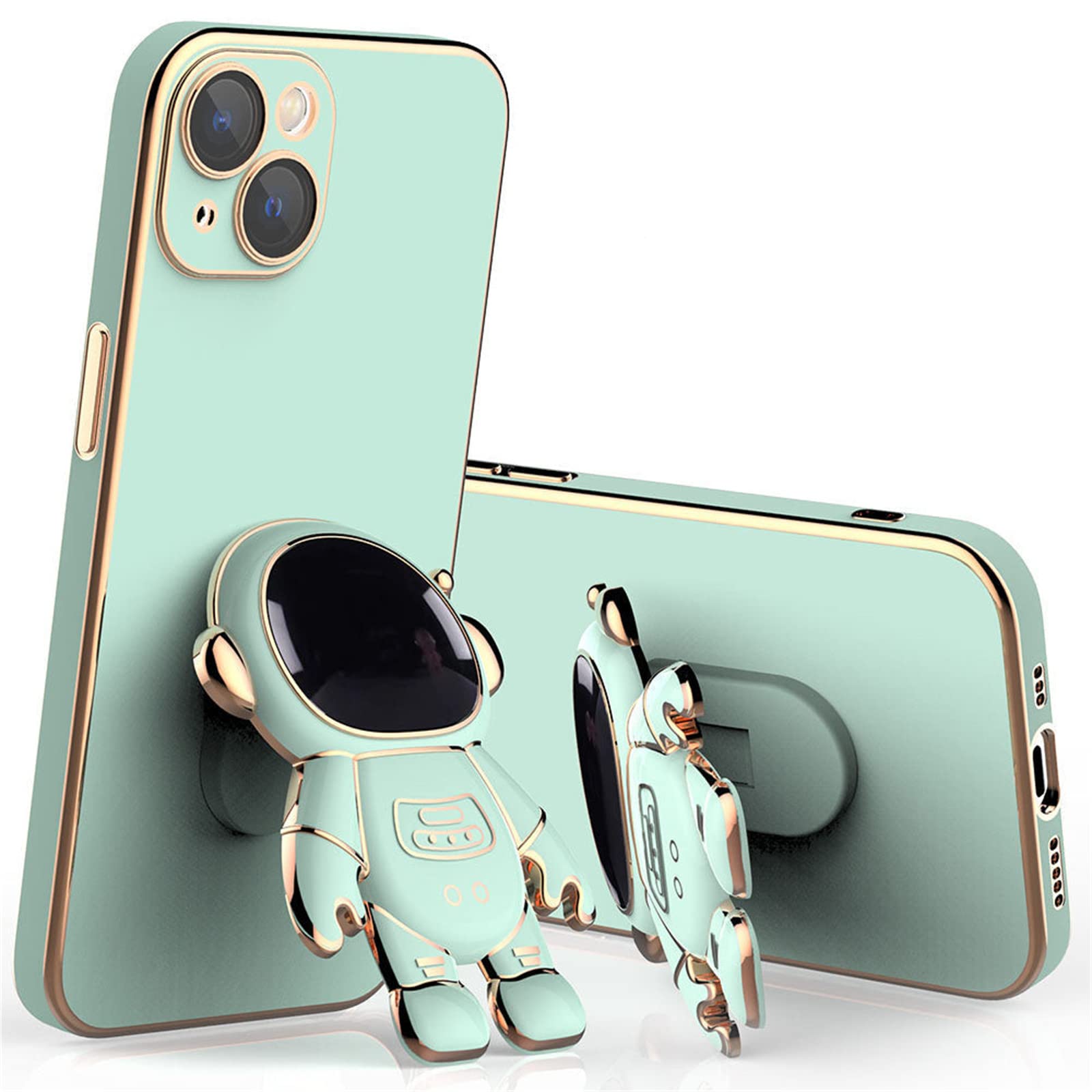 FOLENZU Astronaut Phone Case with Stand & Lens Protector for iPhone Xs MAX - Cute Green Astronaut Design, Protective Cover with Hidden Stand | Perfect for Travel, Work & Everyday Use