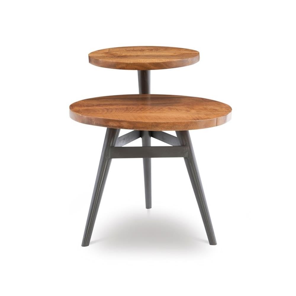 Pemberly Row Modern Two-Tiered Metal Side Table - Gunmetal Gray Finish | Stylish End Table for Living Room, Bedroom, or Office Décor