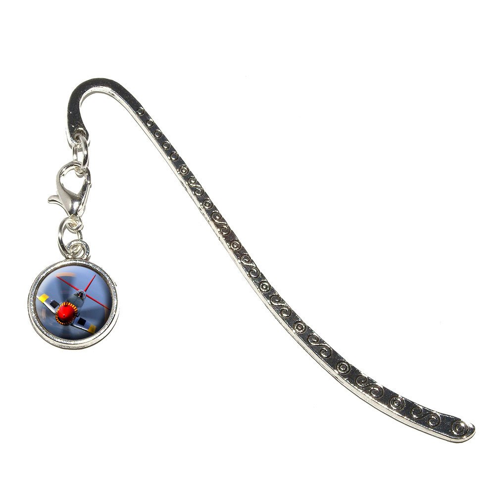 WW2 Fighter Plane Metal Bookmark - Vintage WWII Aircraft Design Page Marker with Charm - Perfect Gift for History Buffs & Book Lovers