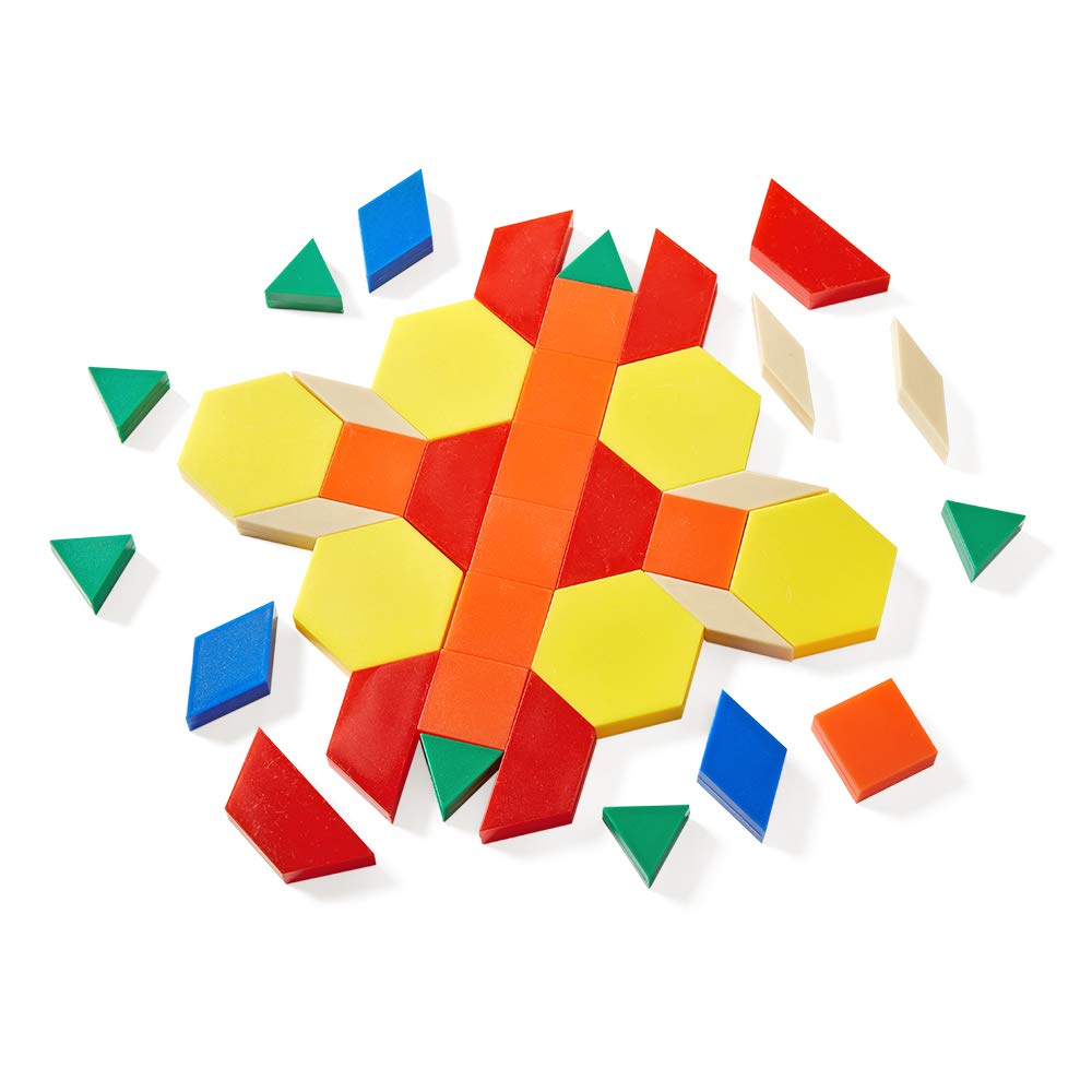 hand2mind Plastic Pattern Blocks for Kids - 1,250-Piece Montessori Geometric Shapes Set for Kindergarten, Symmetry & Pattern Recognition - Perfect for Classroom Learning, Homeschooling & STEM Activities