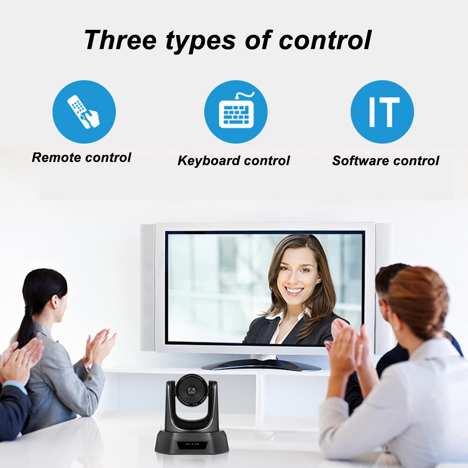 USB PTZ Camera with 3X Optical Zoom - 3 Installation Methods, 128° Wide Angle, Preset Positioning for Video Conferencing & Business Meetings (100-240V, US Plug) - Perfect for Conference Rooms, Online Classes & Remote Work