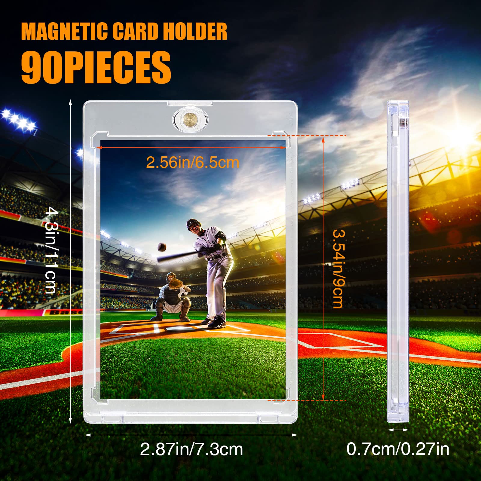Premium 35pt Magnetic Card Holders - 90 Pack Ultra-Durable Trading Card Protectors for Baseball, Football & Collectible Cards | Perfect for Sports Memorabilia, Gaming Cards & Credit Card Protection | Organize, Display & Safeguard Your Valuable Collection