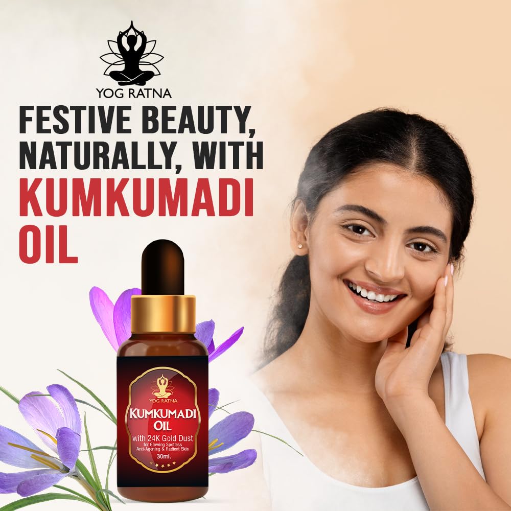 Kumkumadi Essential Oil for Skin Lightening & Dark Circle Removal - Brightens Dark Spots, Evens Skin Tone, Promotes Glowing Complexion - 30ml | Perfect for Nighttime Skincare Routine & Anti-Aging Treatment