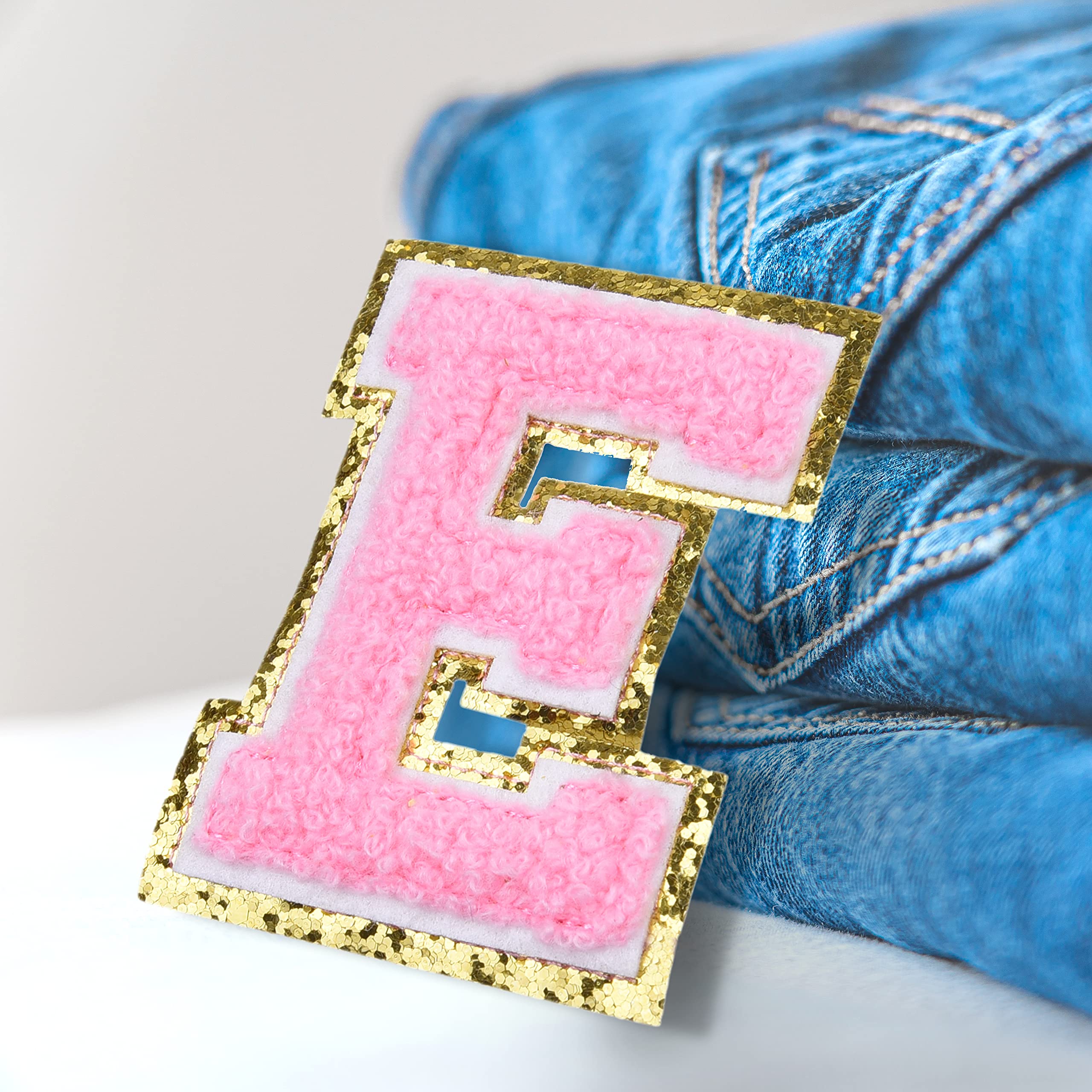 Kare & Kind Iron On Letter Patches - E Alphabet Chenille Embroidered Patches for Clothing, Shirts, Uniforms, Dresses, Jackets, Bags & Hats - DIY Sewing & Crafting Supplies for Personalized Handmade Items - Perfect for Customizing School Uniforms, Denim Jackets & Backpacks