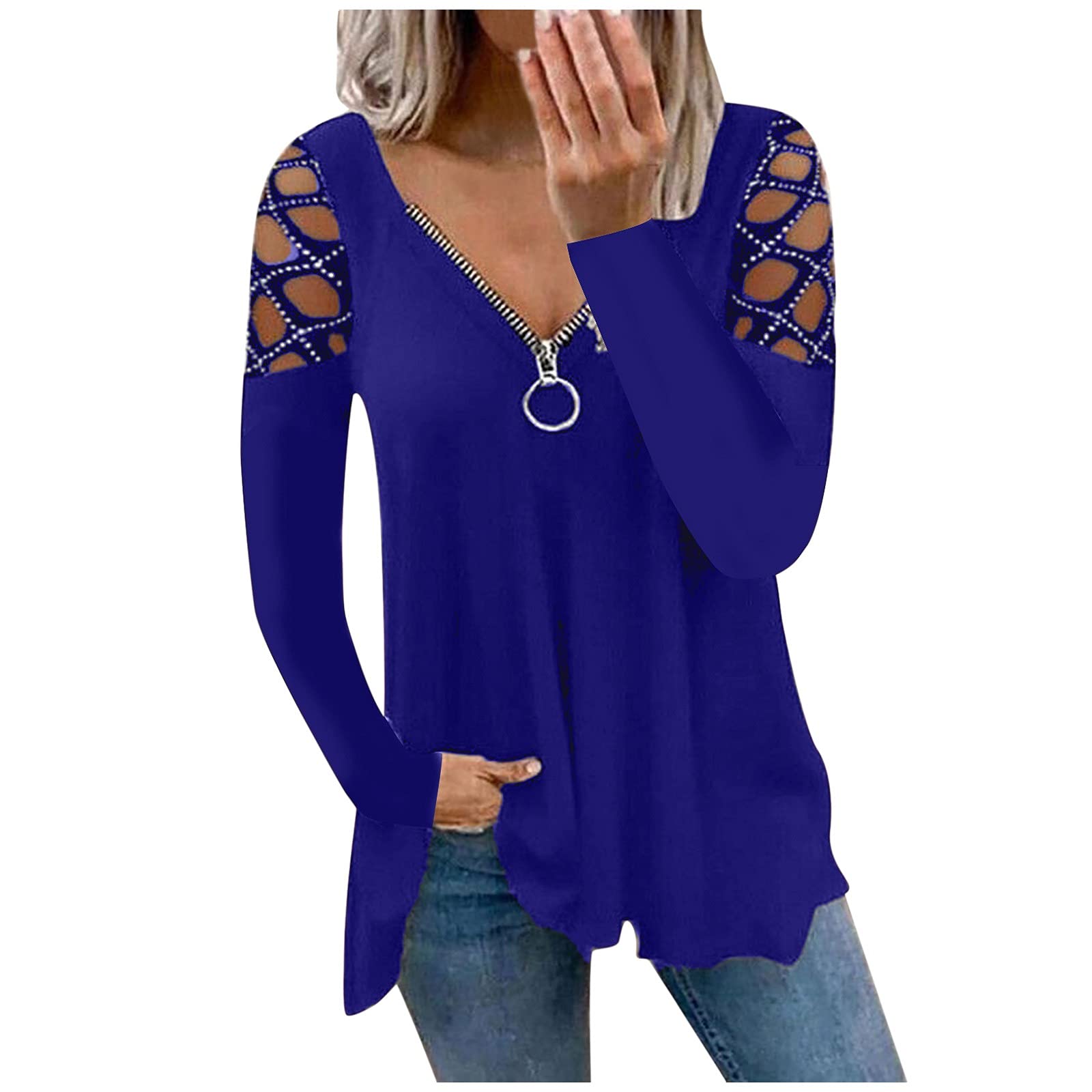 Women's Western Long Sleeve Zipper Shirt - Casual Tops for Everyday Wear