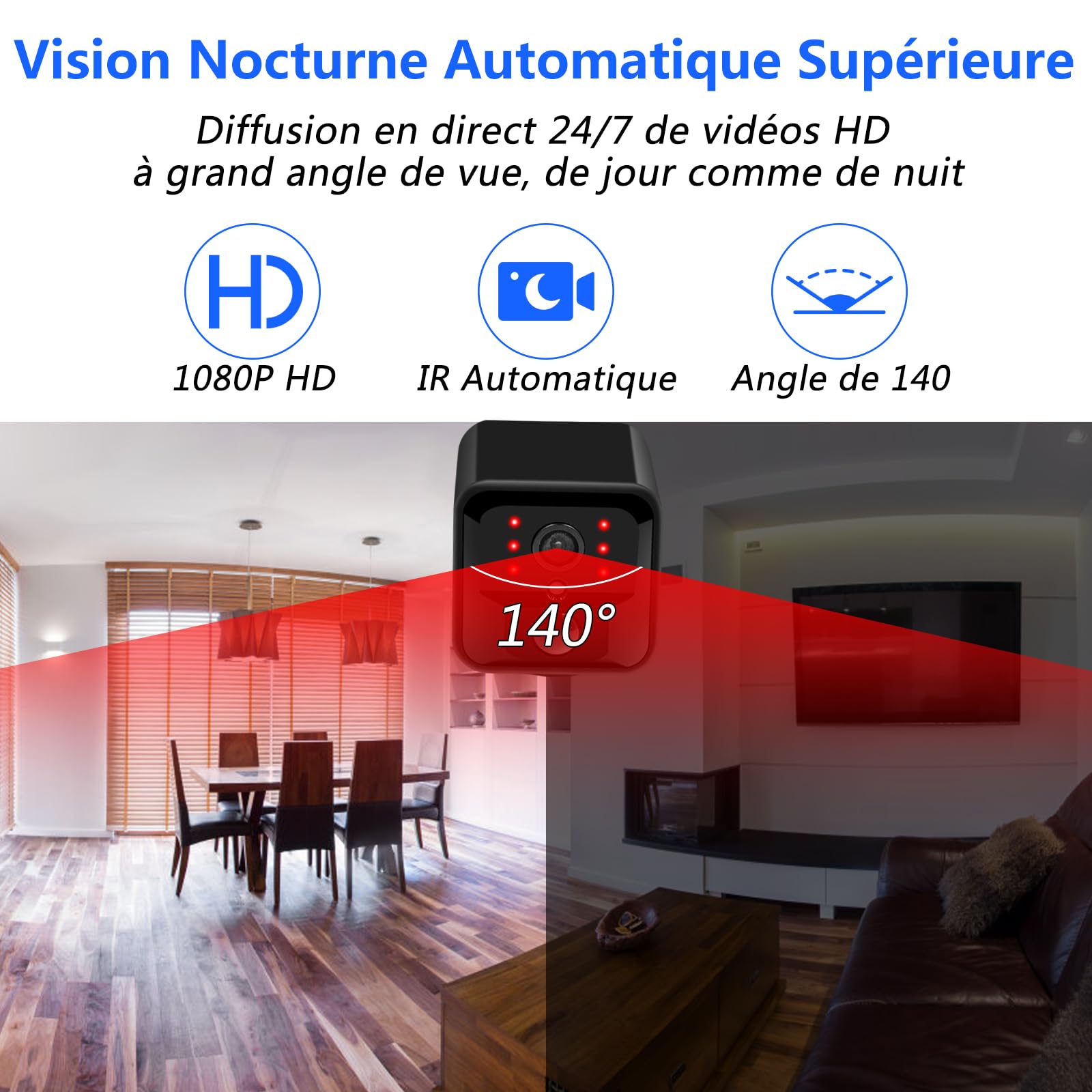 UYIKOO WiFi Spy Camera - Mini Wireless Hidden Surveillance Camera with 140° Wide Angle, 1080P HD, Motion Detection & Night Vision - Long Battery Life for Home Security, Office Monitoring, and Indoor/Outdoor Surveillance