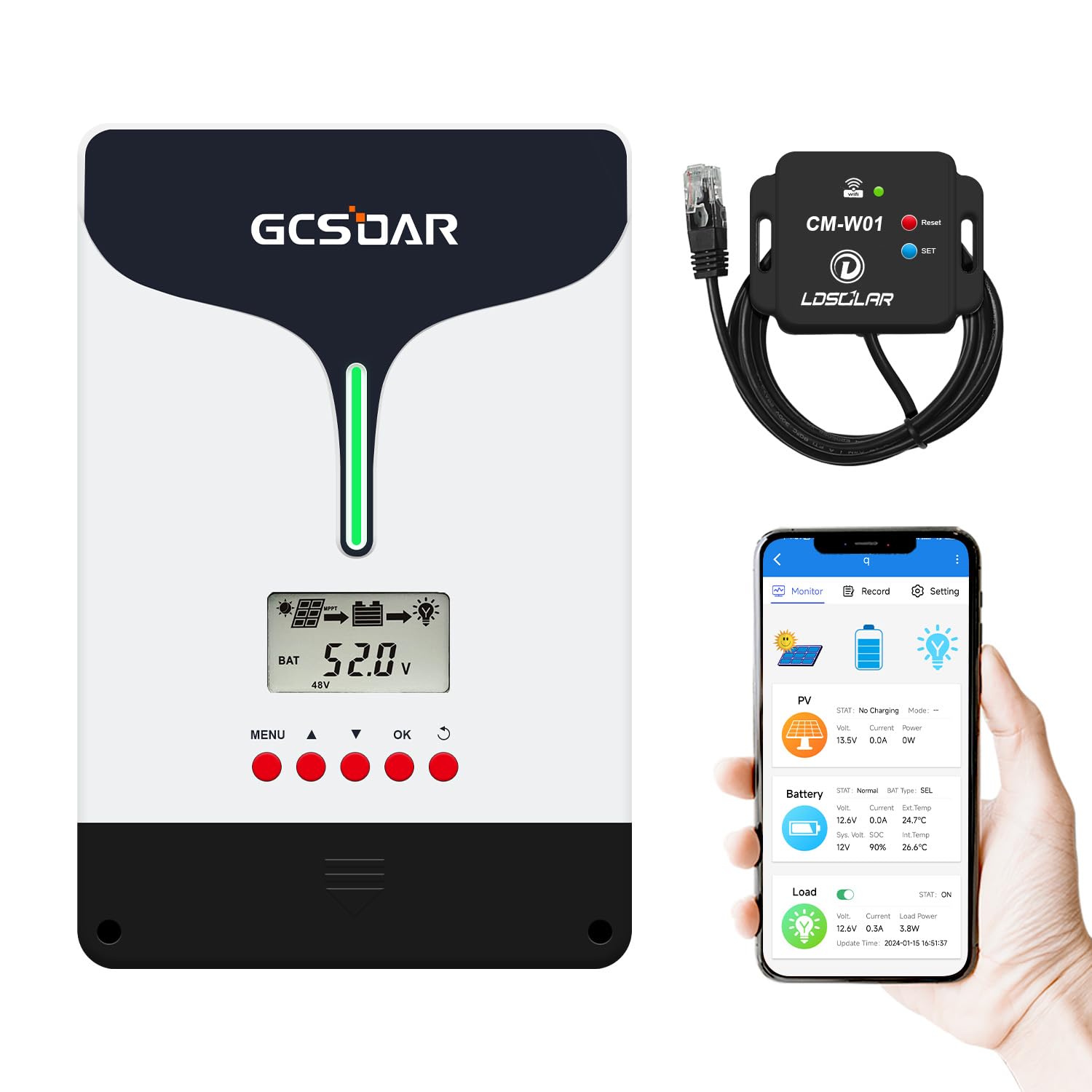 100A MPPT Solar Charge Controller with WiFi Adapter - 12V/24V/48V Auto-Switching, 200V Max PV Input, 99% Efficiency for Gel/Sealed/AGM/Lithium Batteries - Perfect for Off-Grid Solar Systems, RV, Marine & Home Energy Storage