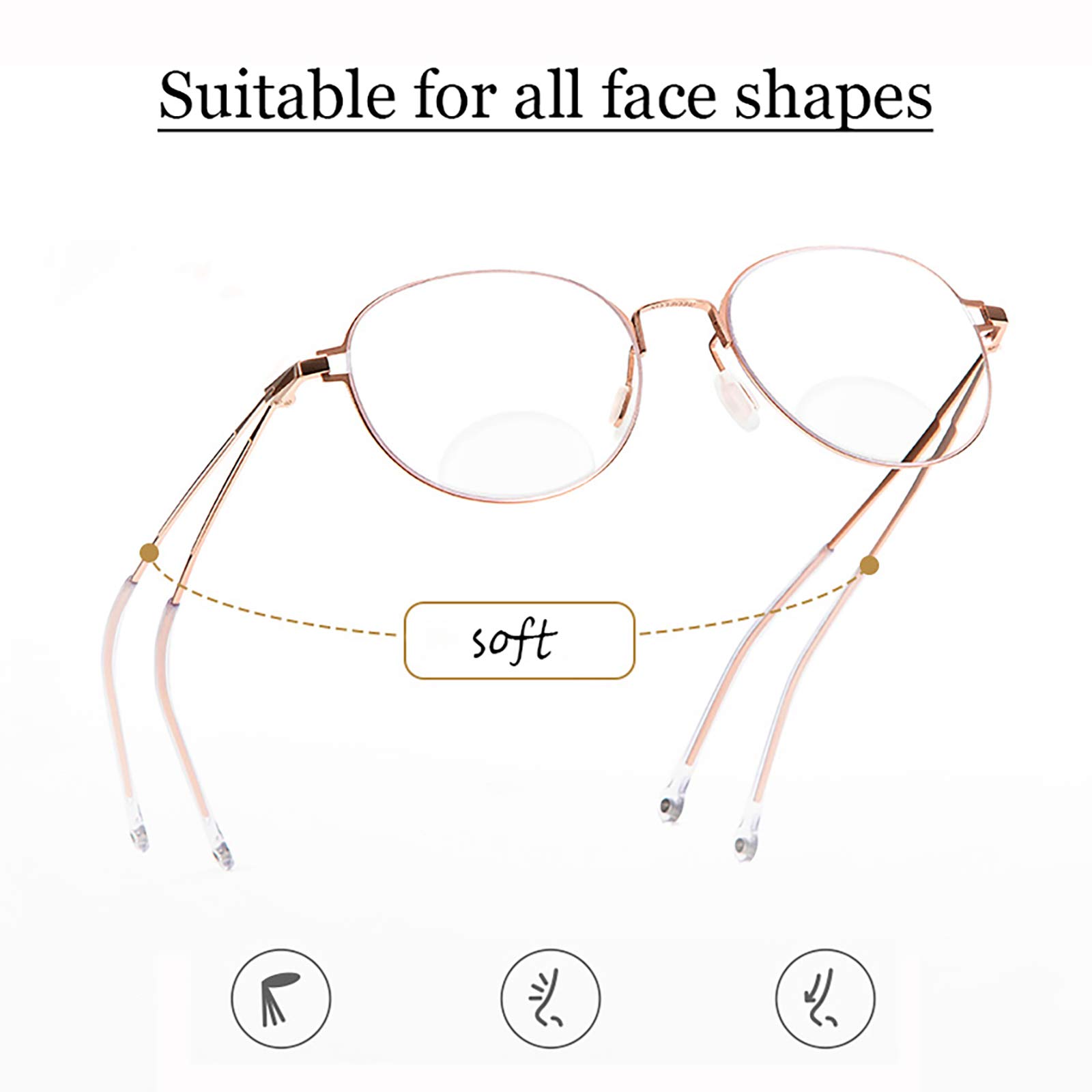 Blue Light Blocking Reading Glasses for Women - Stylish Round Frame Bifocal Readers for Gaming, Reading & Computer Use - Lightweight +3.0 Magnification for Near & Far Vision - Perfect for Office, Home & Travel