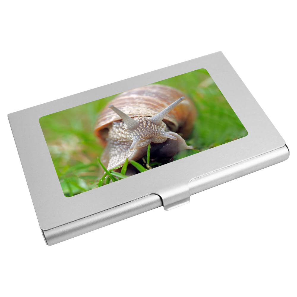 Azeeda 'Garden Snail' Business Card Holder & Credit Card Wallet - Compact Leather Card Case for Business Cards, Credit Cards, ID - Perfect for Office, Meetings, Travel & Everyday Use (CH00003788)