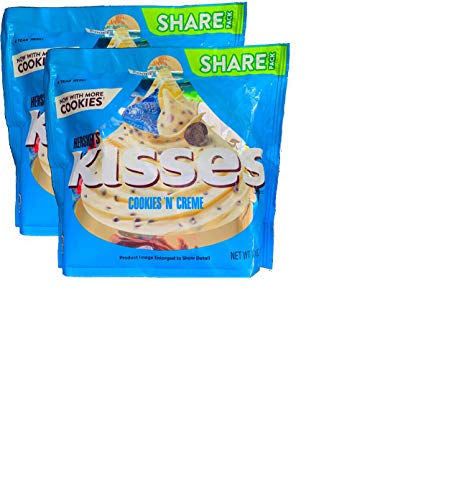 Hershey's Kisses Cookies 'N' Cream Chocolate - 10 oz Bag (Pack of 2) - Individually Wrapped Candies for Parties, Gifts & Dessert Toppings