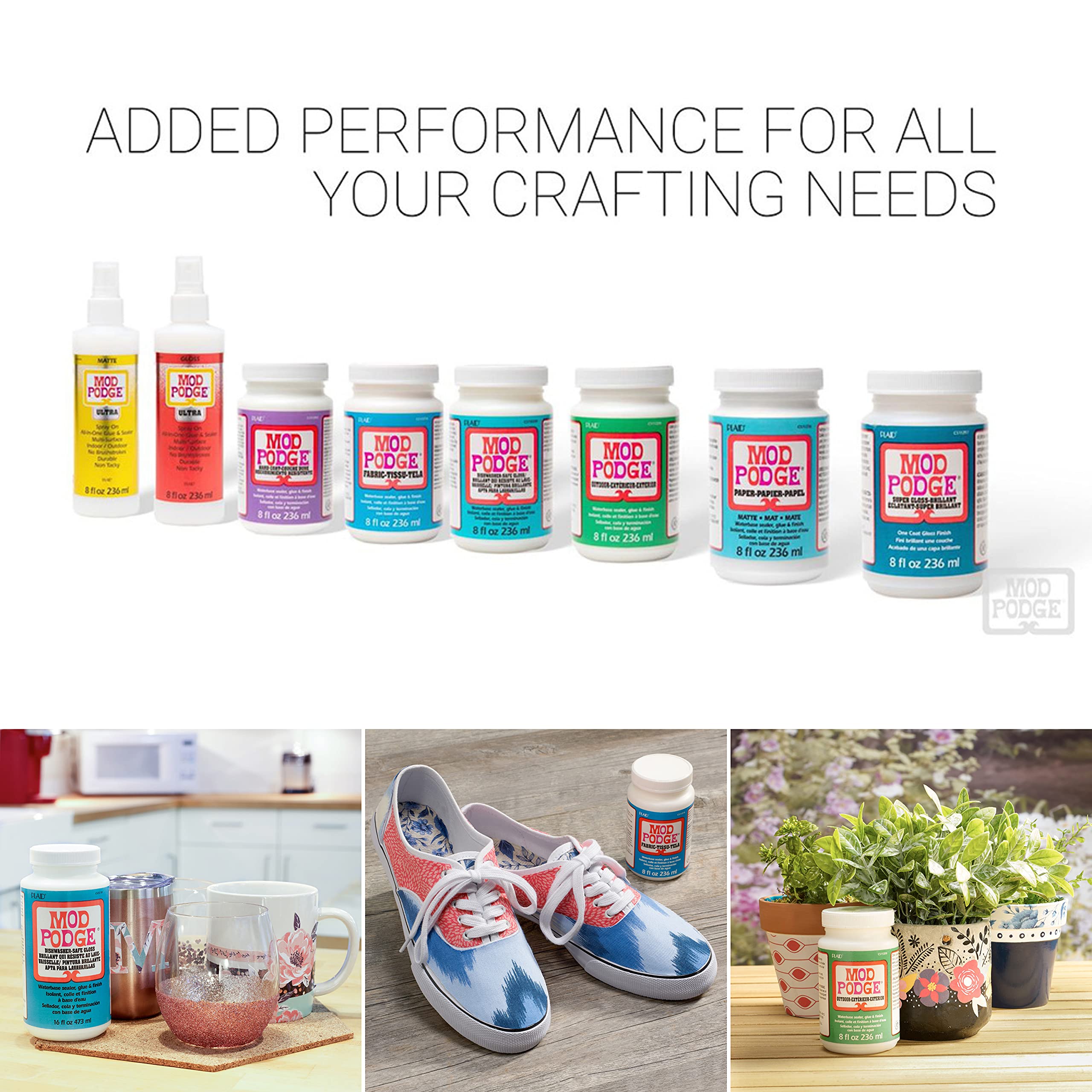 Mod Podge Dishwasher Safe Waterbased Sealer & Decoupage Glue - Gloss Finish, 8 fl oz (3-Pack), Clear (CS15059A) - Perfect for DIY Crafts, Scrapbooking, and Home Decor Projects