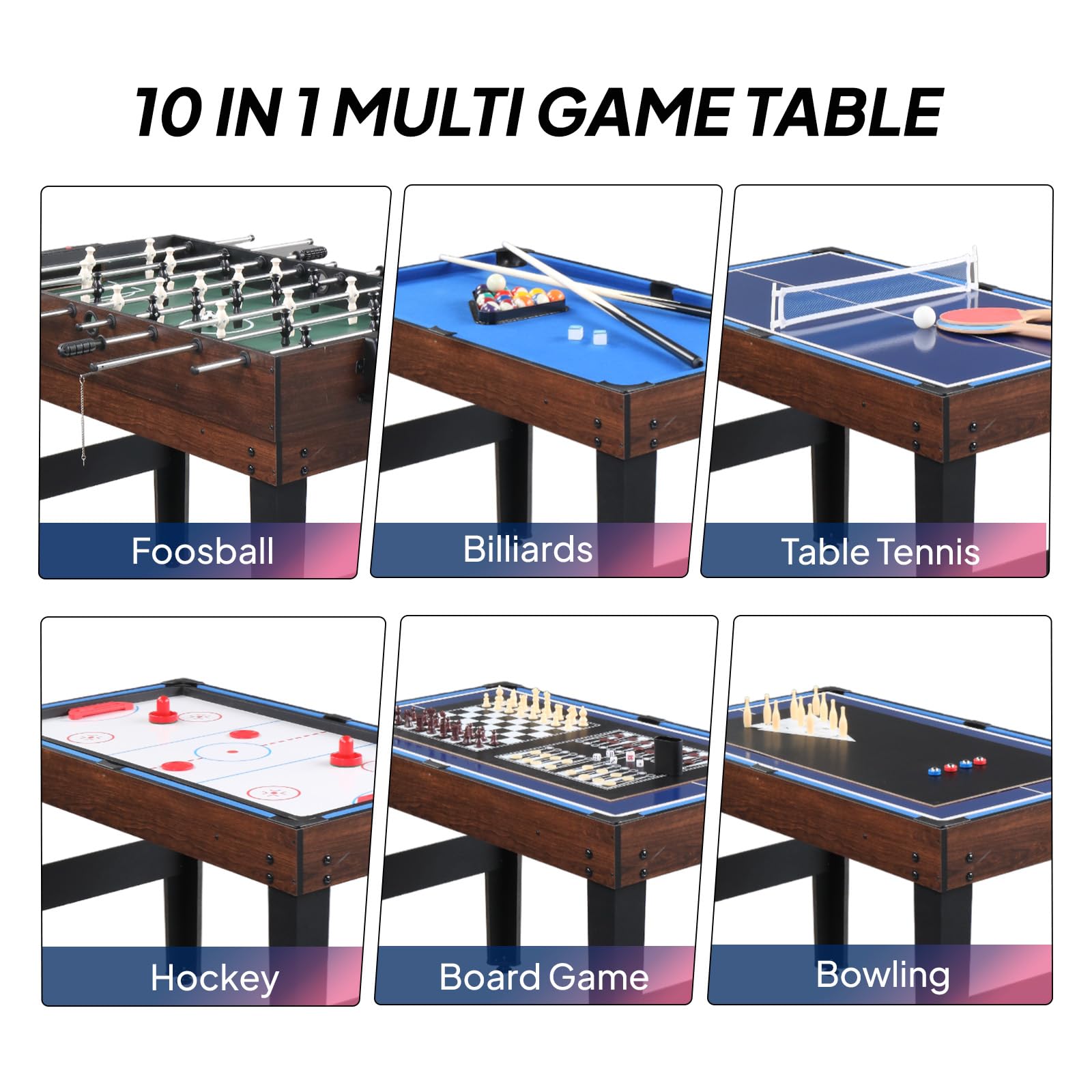 PEXMOR 10-in-1 Multi Game Table for Adults - 48