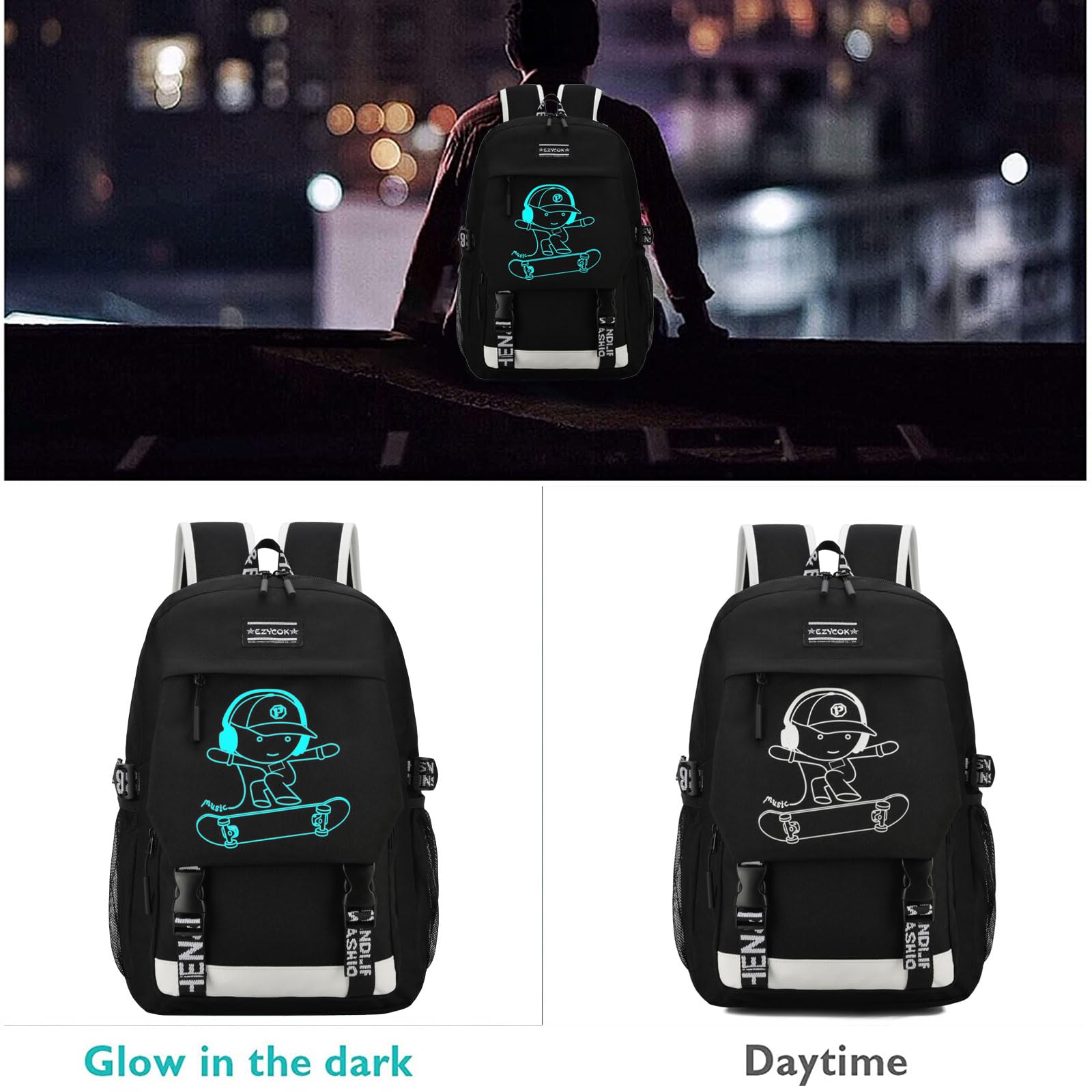 **Durable Water-Resistant School Backpack for Boys & Teens - Lightweight Laptop Backpack with USB Charging Port - Ideal for Middle School, College & Travel - Black**    *(Perfect for Daily School Use, Commuting, and Weekend Trips - Fits Laptops, Books & Essentials)*
