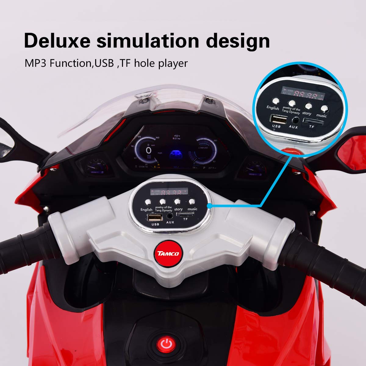 TAMCO Electric Ride-On Motorcycle Toy for Toddlers - 3 Twinkling Wheels, Music Function - Perfect for Indoor Play, Outdoor Adventure & Birthday Gifts