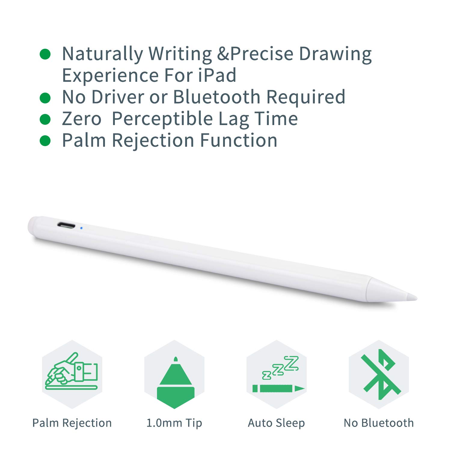 EDIVIA Stylus Pen for Apple iPad (2024) - Fast Charging & Palm Rejection Compatible with iPad Pro M4/Air M2/10th/9th/8th Gen/Mini 6th/Pro 11 & 12.9
