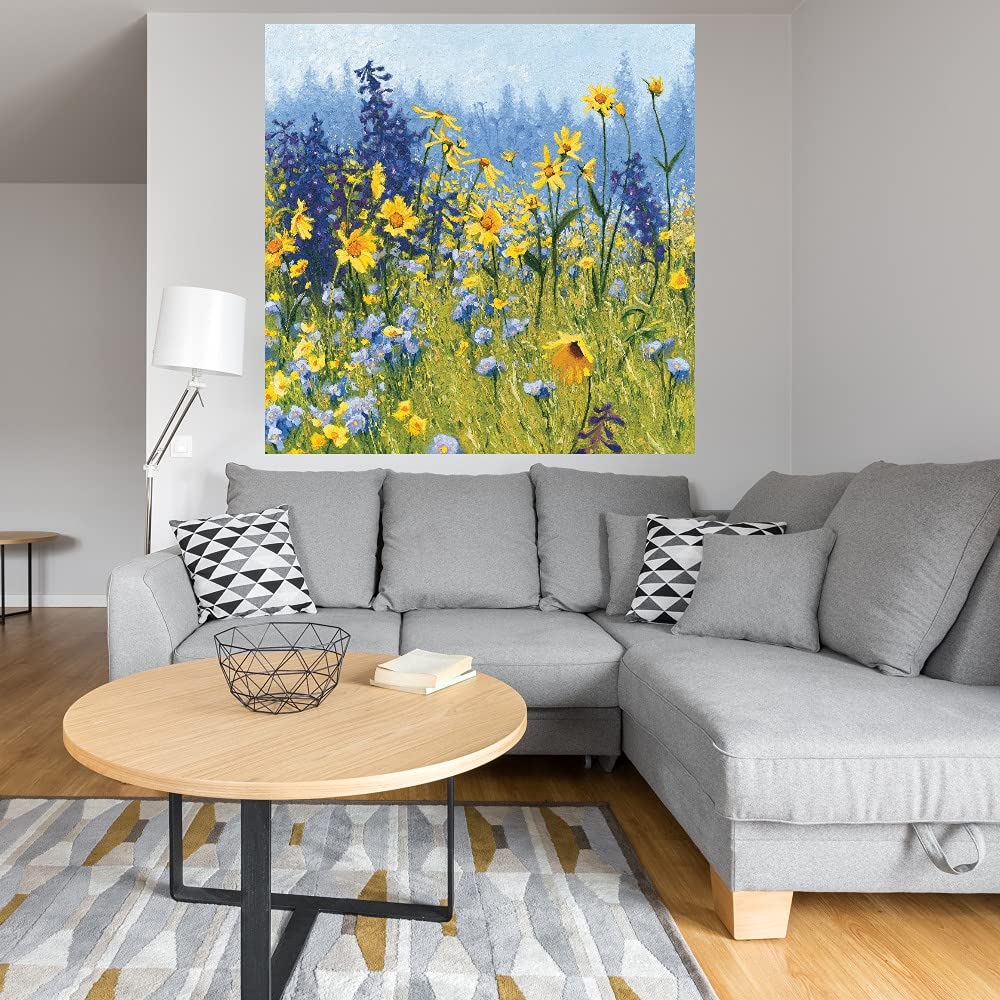 Botanical Wall Art Canvas - Joyful in July III by Shirley Novak - 22x22 Inch Plant Decor for Bathroom & Bedroom - Nature Inspired Home Decor for Relaxing Spaces