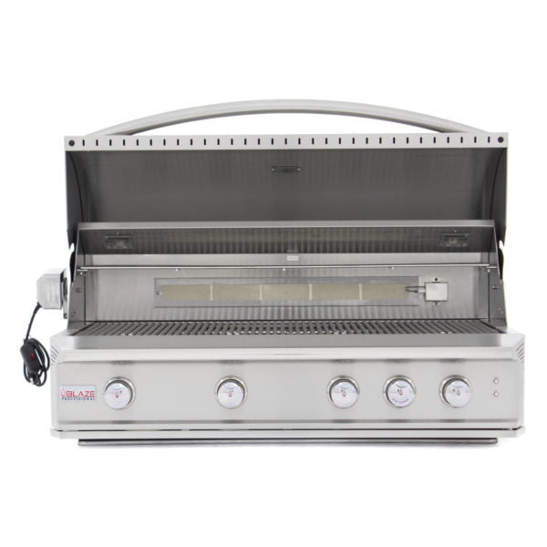 Blaze Professional 44 Inch 4 Burner Built-In Natural Gas Grill with Rear Infrared Burner - BLZ4PRONG - Outdoor Cooking for Backyard BBQs, Patio Parties & Family Gatherings
