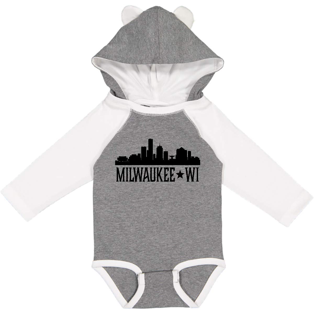 Inktastic Milwaukee Wisconsin City Skyline Long Sleeve Baby Bodysuit - Soft Cotton Creeper for Newborns & Infants - Perfect for Family Photos, Holidays & City-Themed Events