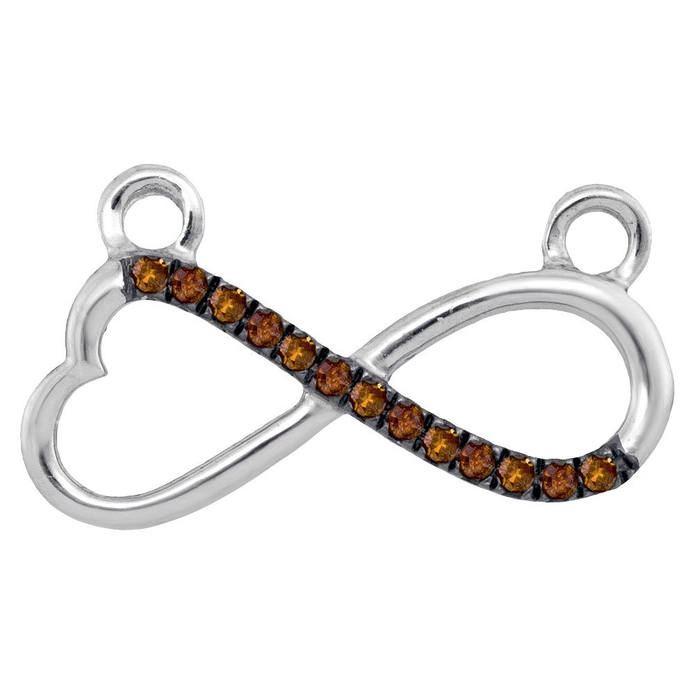 10K White Gold Chocolate Brown Heart Infinity Diamond Pendant Charm - 0.08 CTTW Prong Set - Perfect for Valentine's Day Gifts, Anniversary Presents & Romantic Jewelry Collection