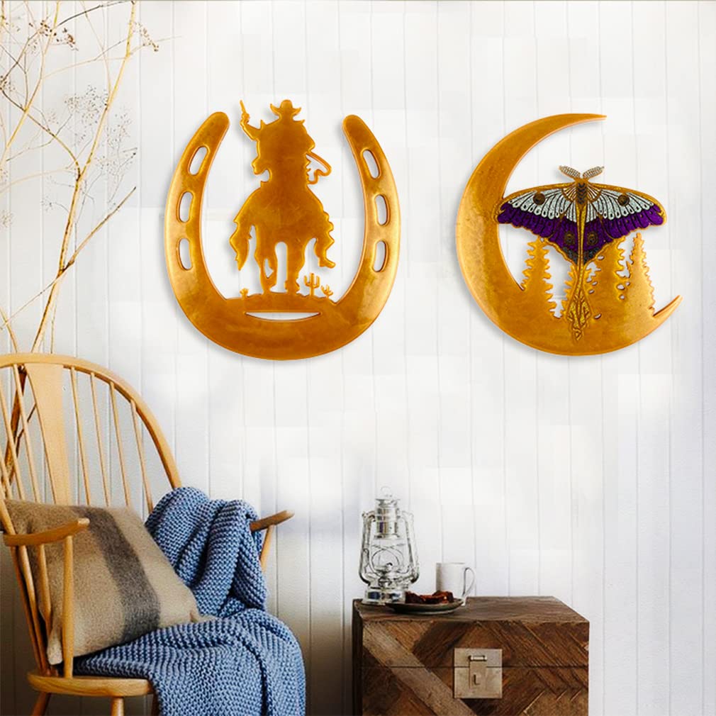 iSuperb 2-Piece Forest Butterfly & Horseshoe Cowboy Resin Molds Set - DIY Epoxy Casting Silicone Molds for Wall Art, Home Office Decor, Shelf & Table Display - Perfect for Handmade Wall Hangings and Western-Themed Décor
