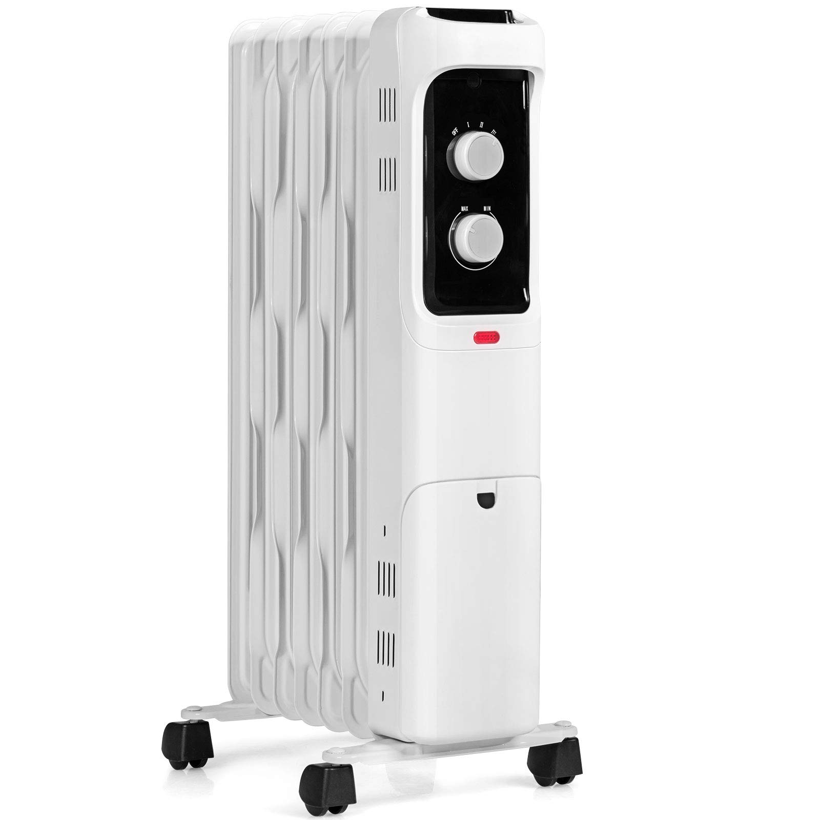 Tangkula 1500W Oil Filled Radiator Heater - 3 Heat Settings, Adjustable Thermostat, Safety Protection - Energy Efficient Portable Electric Space Heater for Home, Office, Bedroom & Indoor Use | Perfect for Winter Heating & Energy Saving