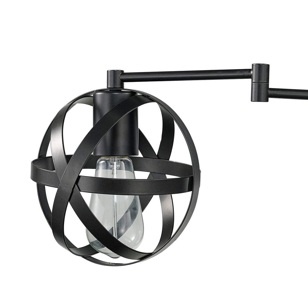 Tatum 1-Light Plug-in or Hardwired Swing Arm Wall Sconce - Dark Bronze Finish with 6ft Black Fabric Cord & Rotary On/Off Switch (Model 51544) - Perfect for Bedroom Reading, Living Room Accent Lighting, and Hallway Illumination