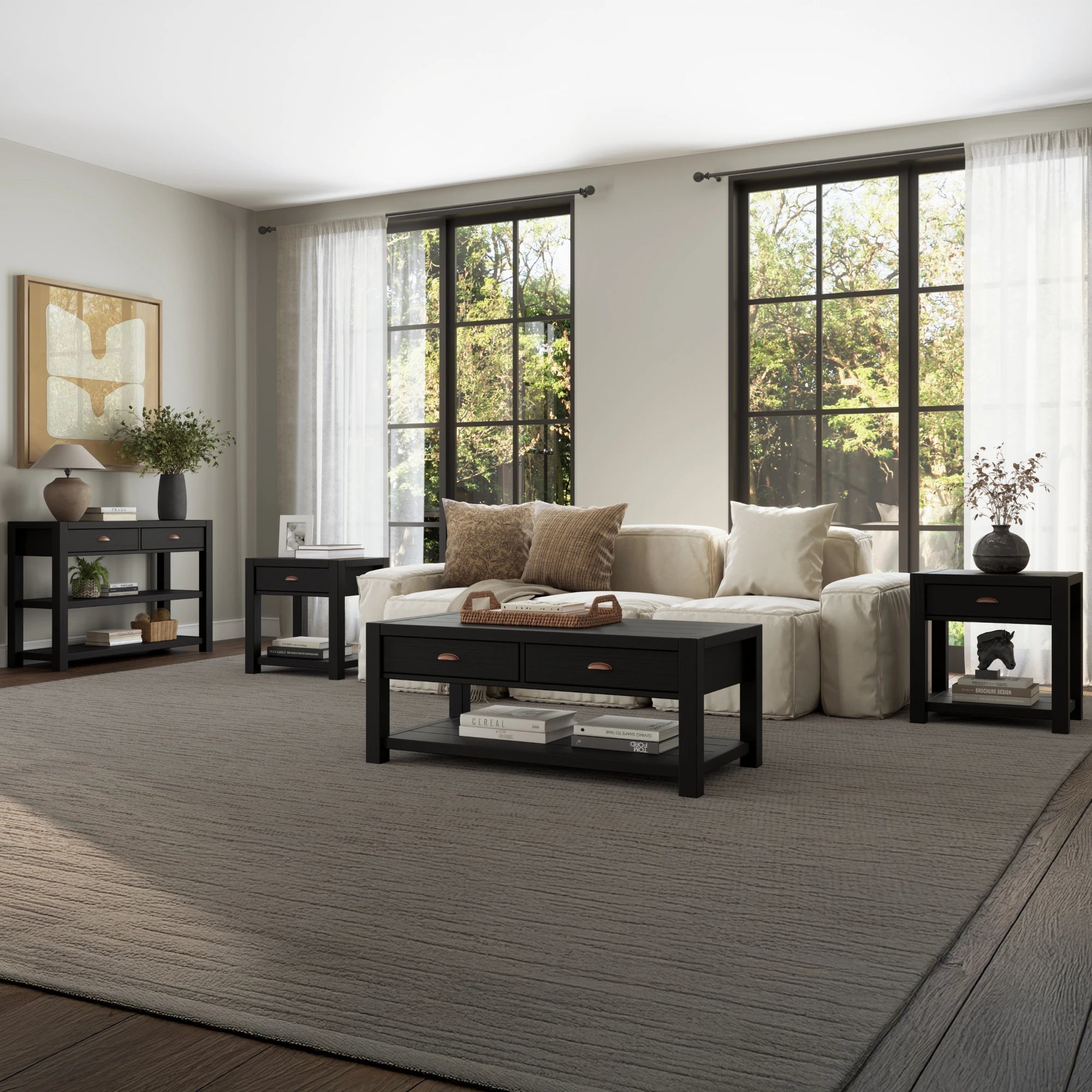 Montauk 4-Piece Living Room Set - Sofa, Loveseat, Chair & Ottoman - Modern Comfort for Home & Office