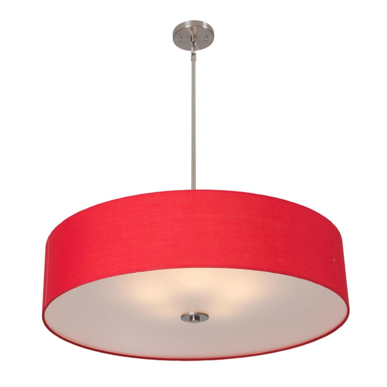Yosemite Home Decor SH3007-5P-CPRS Lyell Forks Family 5-Light Pendant Light Fixture - Satin Steel Finish with Chili Pepper Red Drum Shade (30