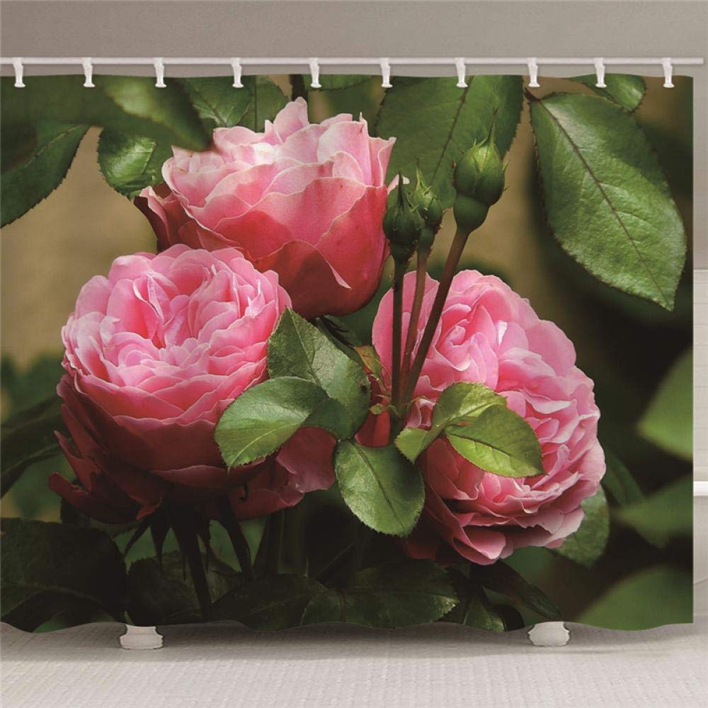Waterproof Polyester Shower Curtain with Floral Print - 70.8 x 78.7 Inch Bathroom Decor Includes 12 Hooks | Elegant Plant & Flower Design for Modern Bathrooms, Perfect for Home Spa & Guest Bathroom Decor