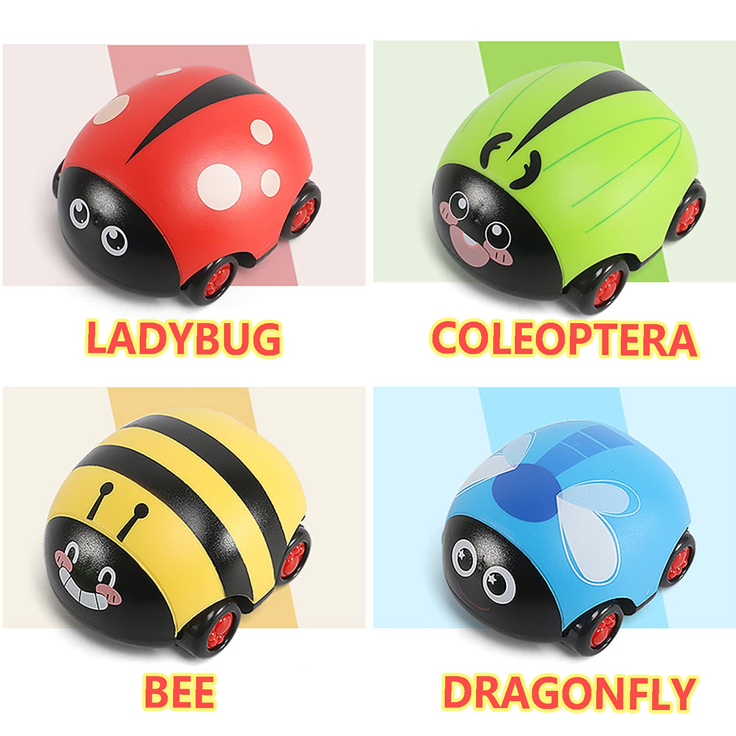 Best Pull Back Cars Toys for Toddlers 1-3 Years Old - 4 Pack Friction Powered Vehicle Playset with Animal Design - Fun Push and Go Toy Cars for Boys & Girls - Perfect Gift for Birthday, Christmas & Indoor Playtime
