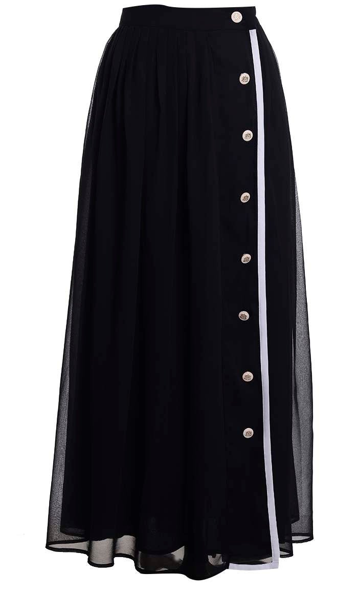 Elegant Black Georgette Skirt with Hidden Pockets & Comfortable Lining - Perfect for Office Wear, Date Nights & Special Occasions