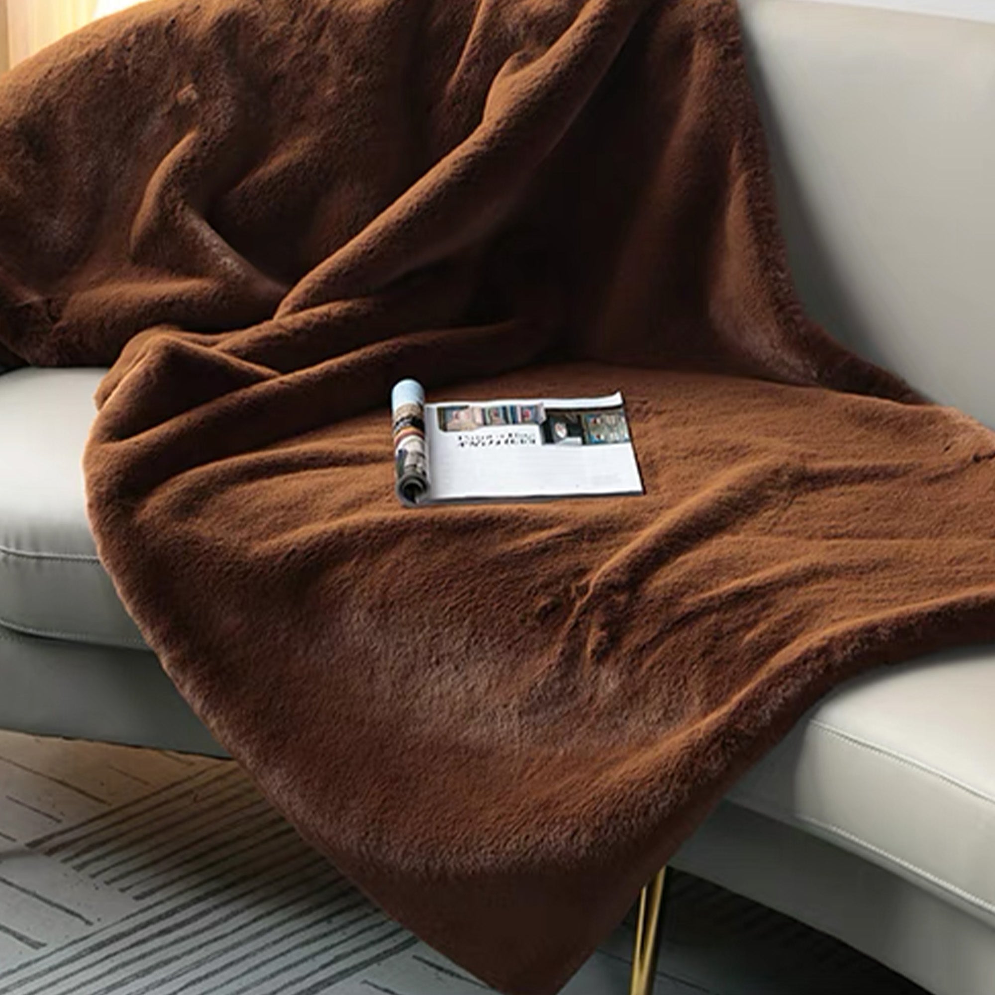 Soft Luxe Faux Fur Throw Blanket - Cozy & Warm Plush Blanket for Couch, Bed, Sofa - Perfect for Winter, Home Decor, and Gift Giving