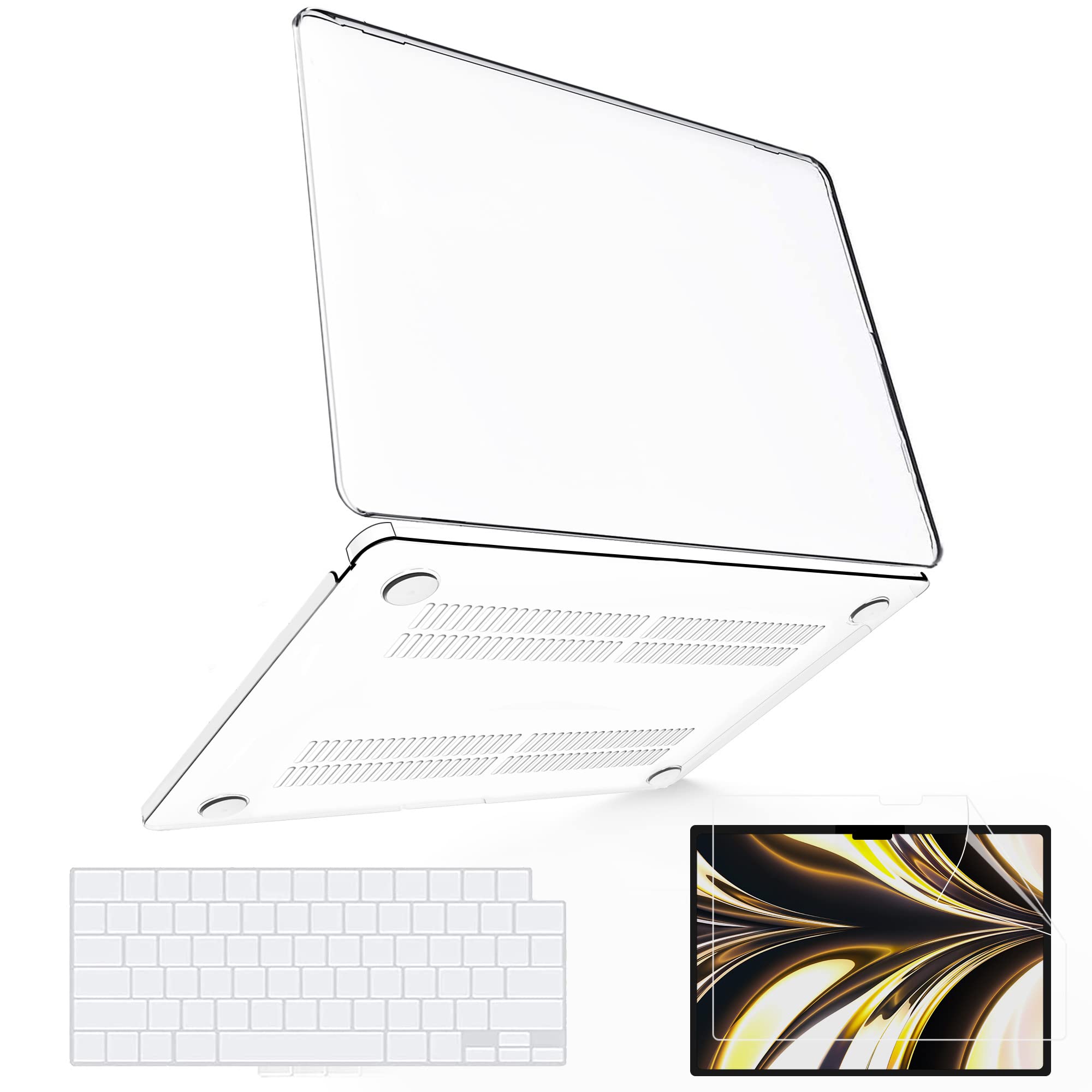 B BELK Compatible with MacBook Air 13.6 inch Case 2022 A2681 & M2 Model - Crystal Clear Hard Plastic Shell Cover with Keyboard Protector & Screen Protector for MacBook Air with Liquid Retina Display | Perfect for Office, Travel & Home Use