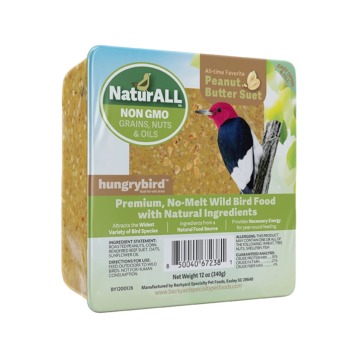 NaturAll Non-GMO Peanut Butter Suet Cakes - Pack of 12 | High-Energy Bird Food for Wild Birds | Perfect for Backyard Bird Feeders in Winter