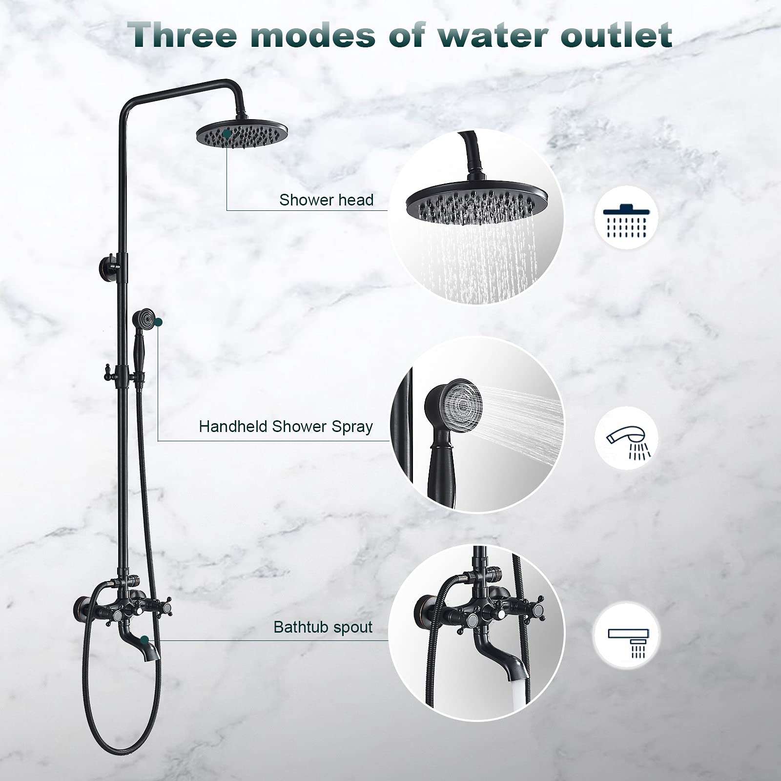 Premium Oil Rubbed Bronze Shower Faucet Set - Complete Wall Mounted Shower System with 8