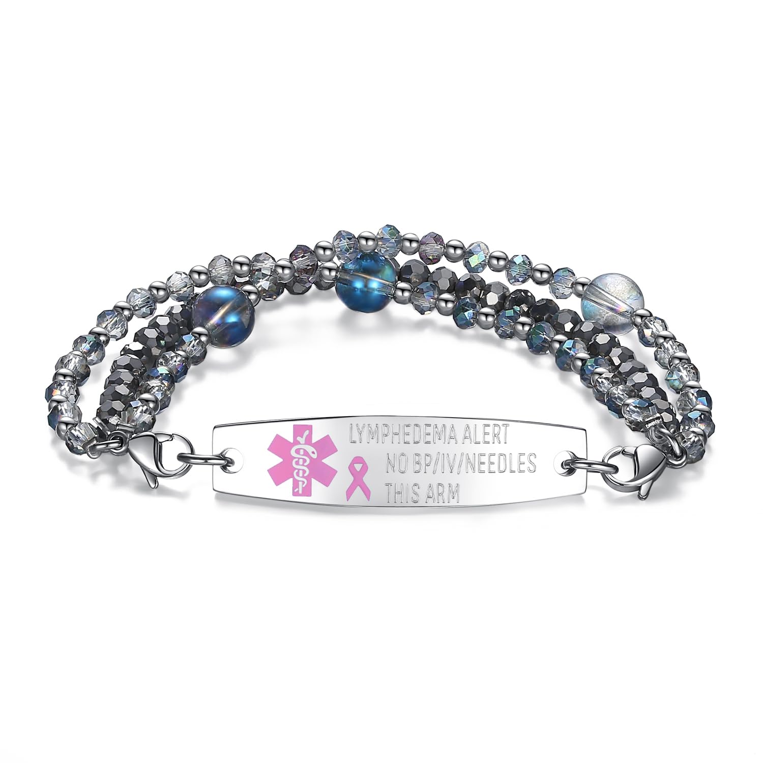 Custom Engraved Medical ID Bracelets for Women - 7.5 Inch Adjustable Beaded Alert Bracelet with Interchangeable Charms | Emergency Medical Information Jewelry for Allergies, Diabetes & Daily Wear